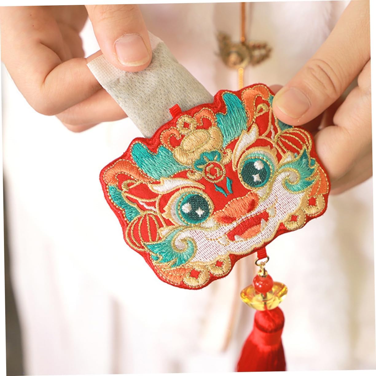 Chinese Dragon Embroidery Lavender Fragrance Pouch