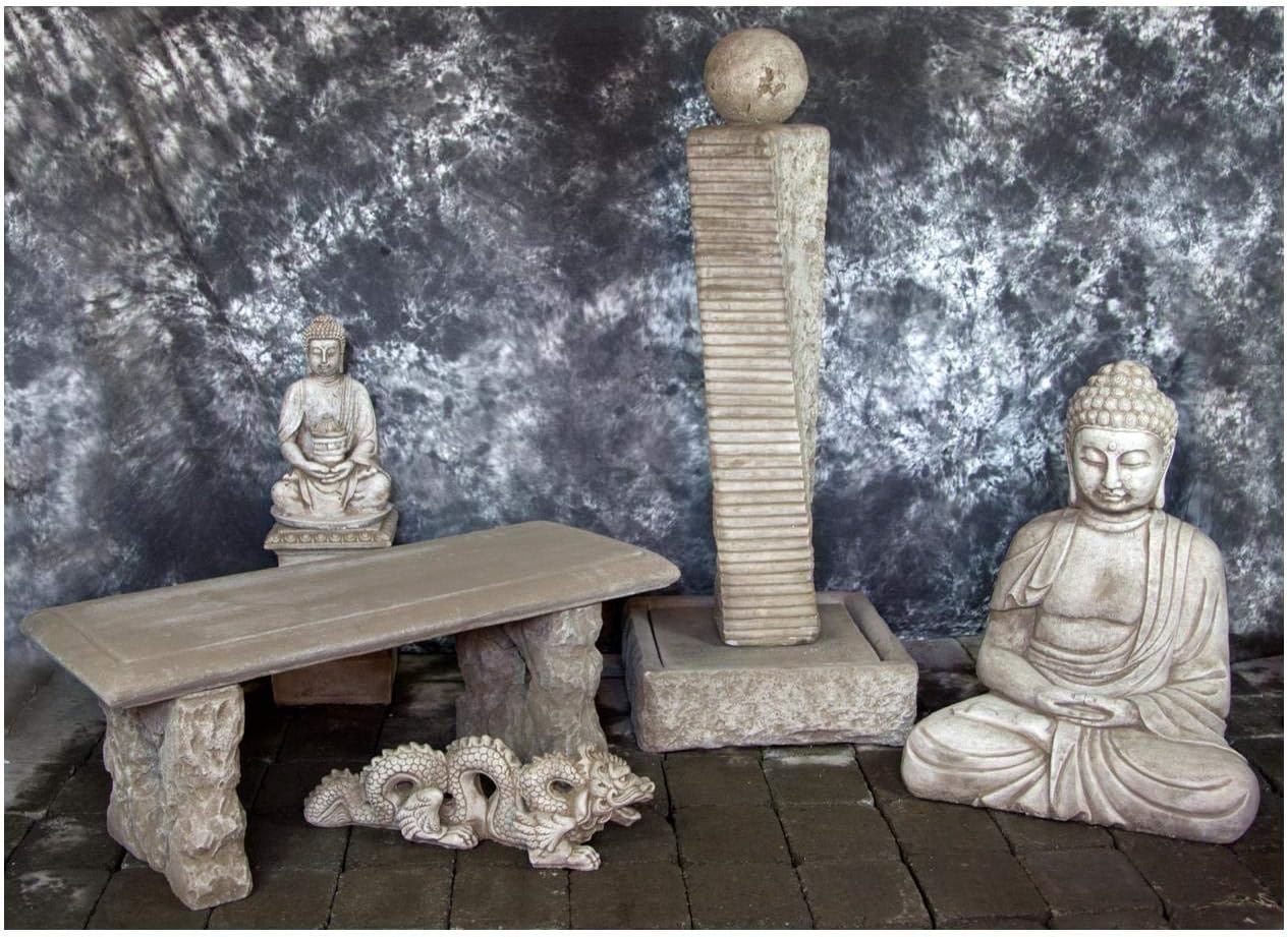 Rustic Twist Fountain Sphere with Kamakura Buddha and Bench