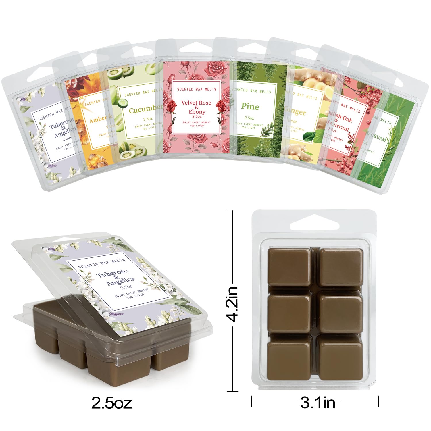 BINYUAN Summer Tropical Soy Wax Blocks with 8 Fragrance Sets