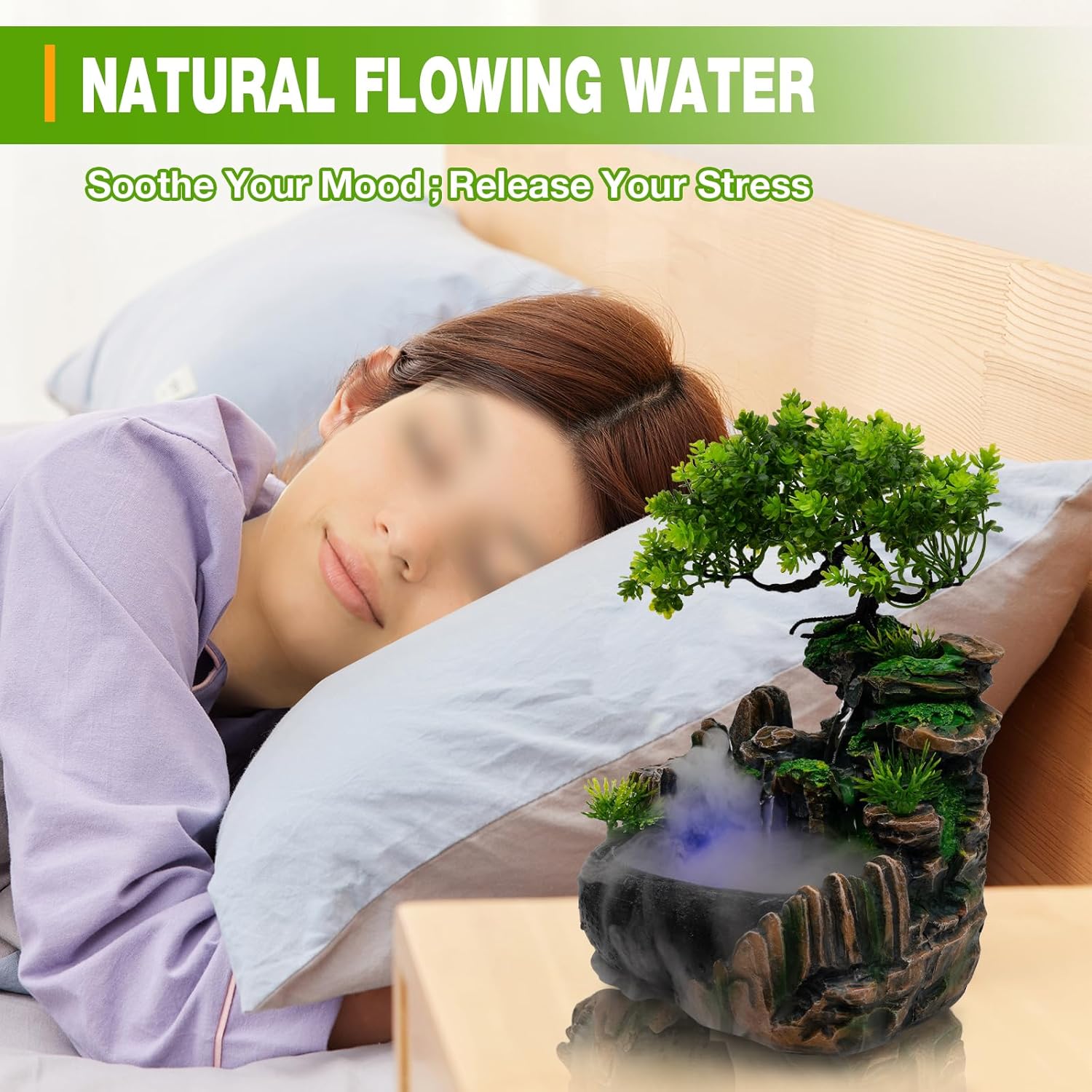 Atomizing Rockery Water Fountain with LED Lights