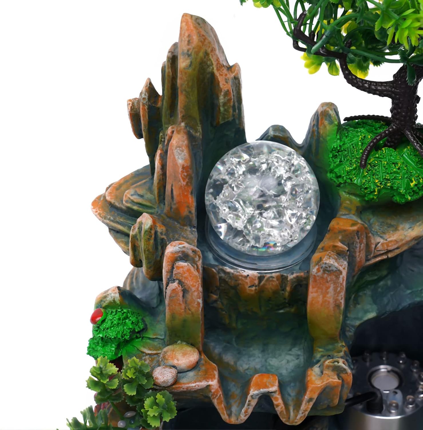 Mini Indoor Rockery Fountain with LED Light and Misting Effect