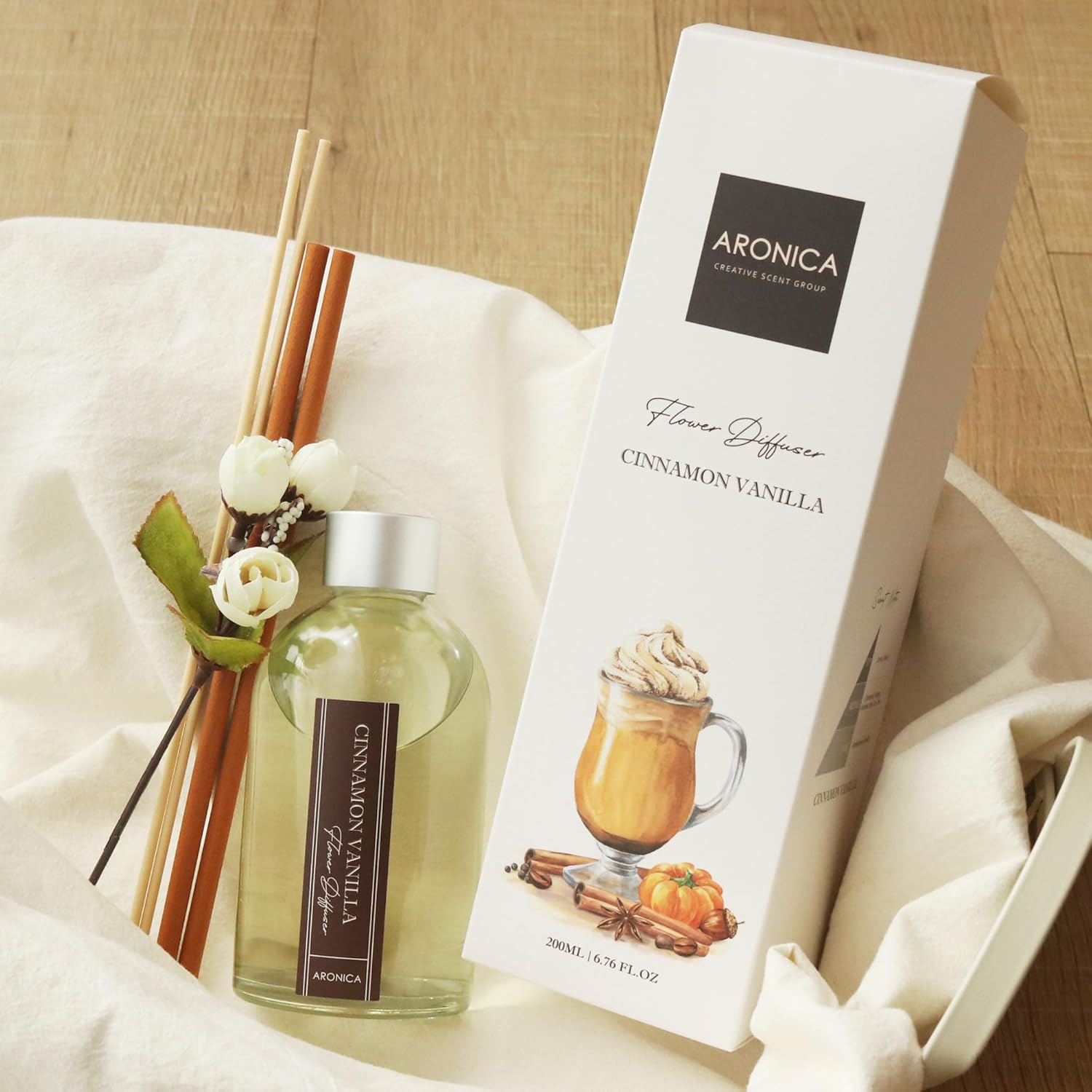Aronica Cinnamon Vanilla Diffuser with Flower