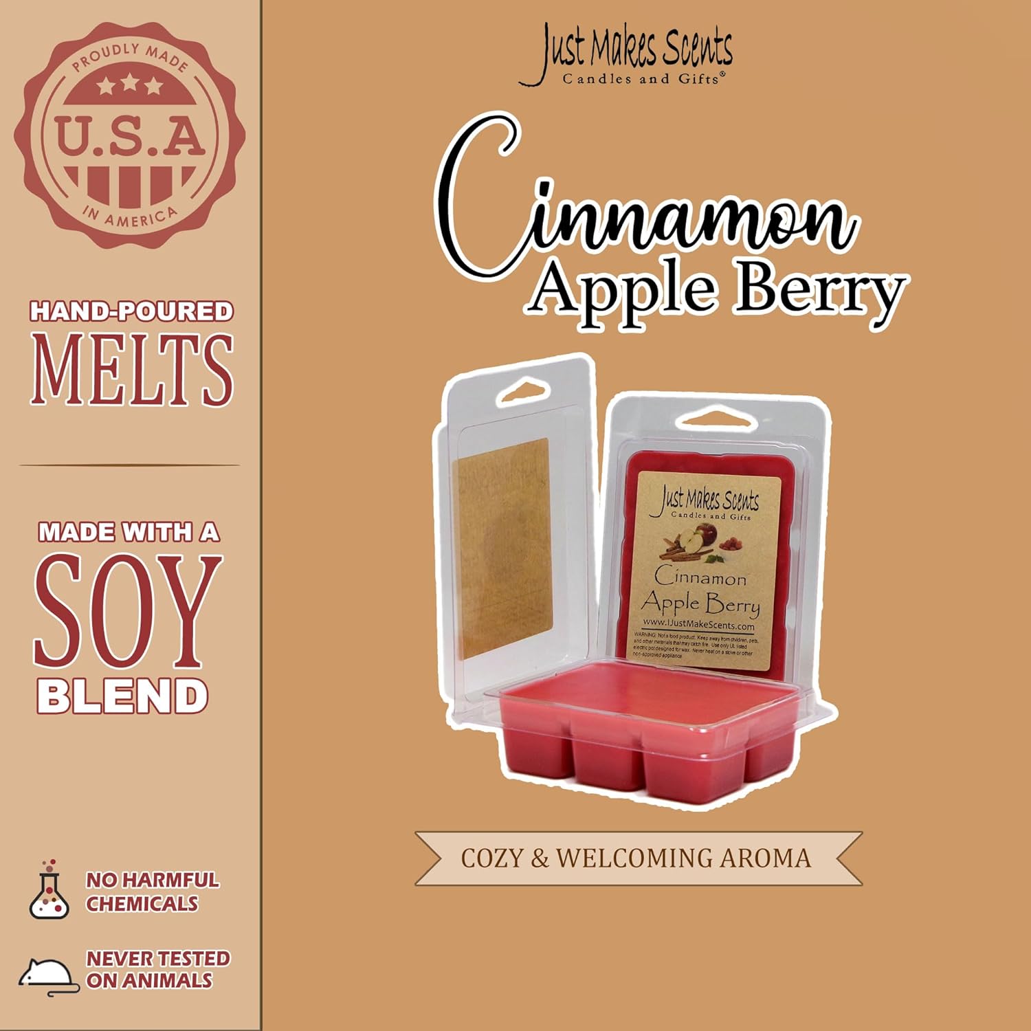 4 Pack Cinnamon Apple Berry Scented Wax Melts