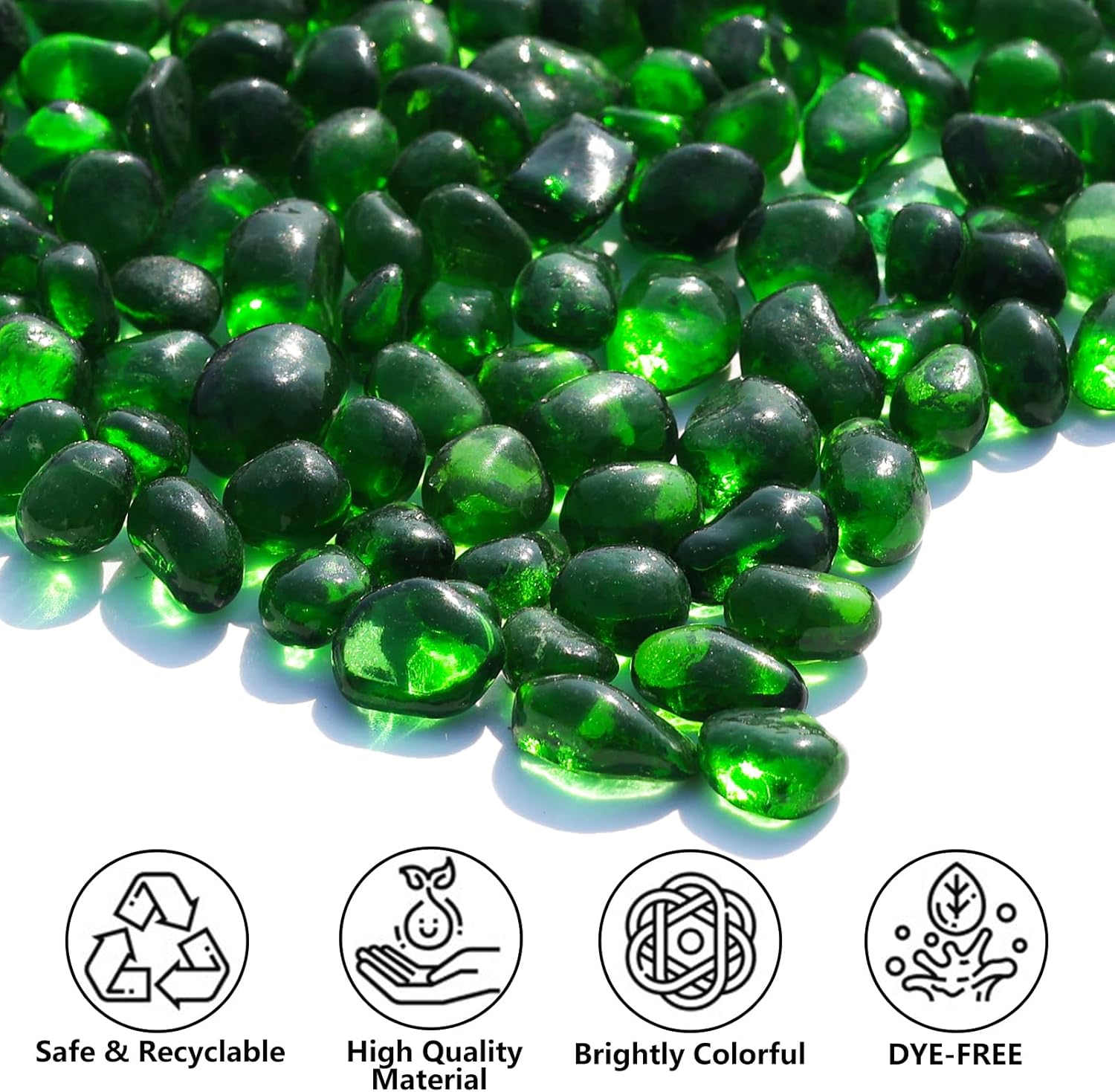 Sea Glass Stones Green Clear Glass Pebbles Gemstones 09LB