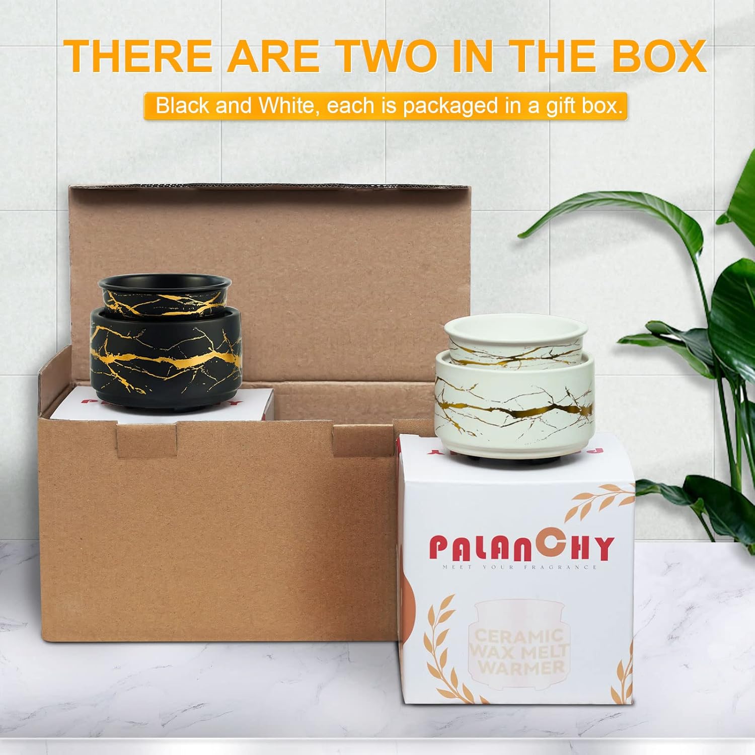 Set of 2 PALANCHY Ceramic Wax Melt Warmers with 3-in-1 Function