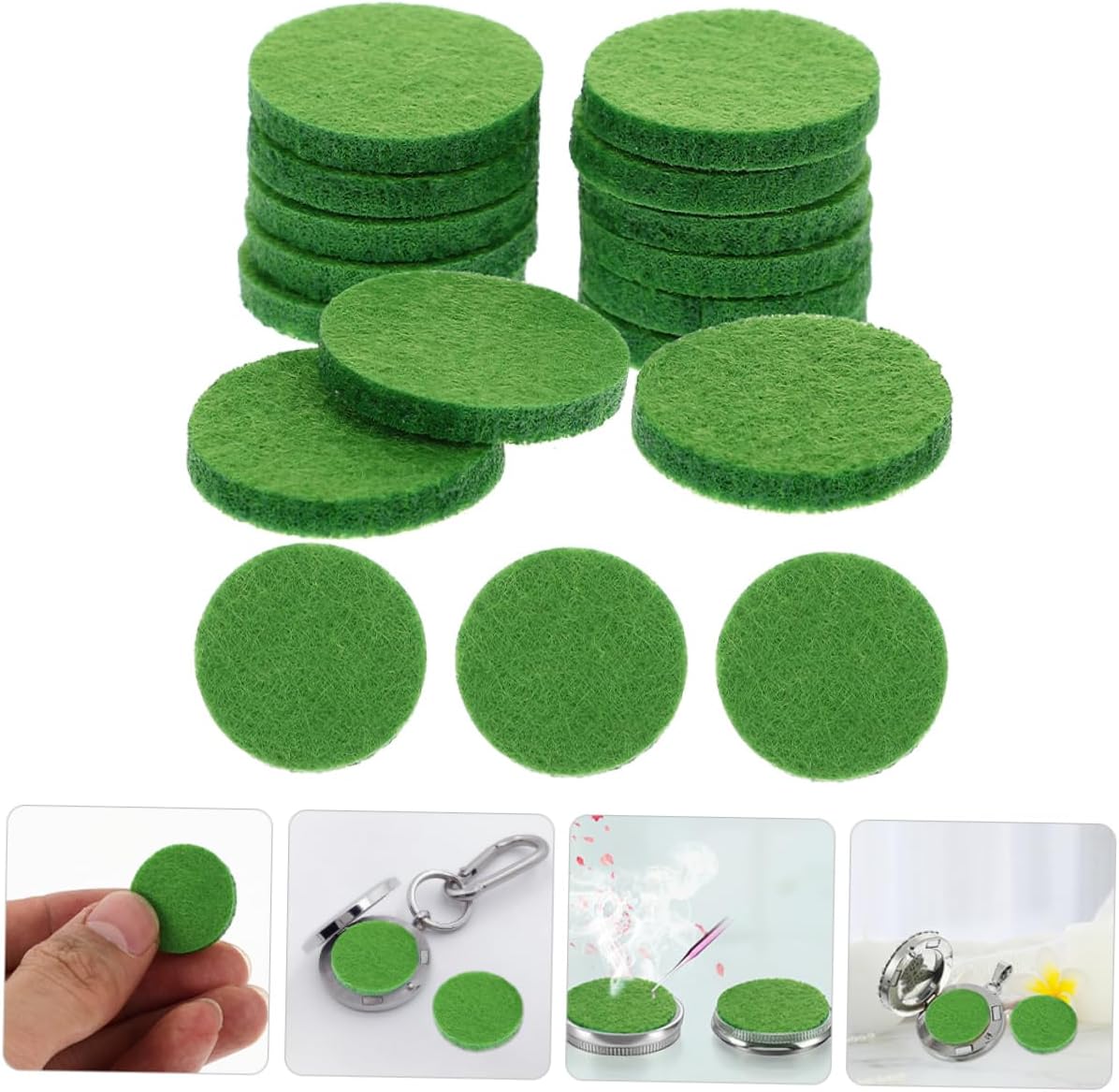 PRETYZOOM 30mm Deep Green Aromatherapy Cotton Pads 200-Pack