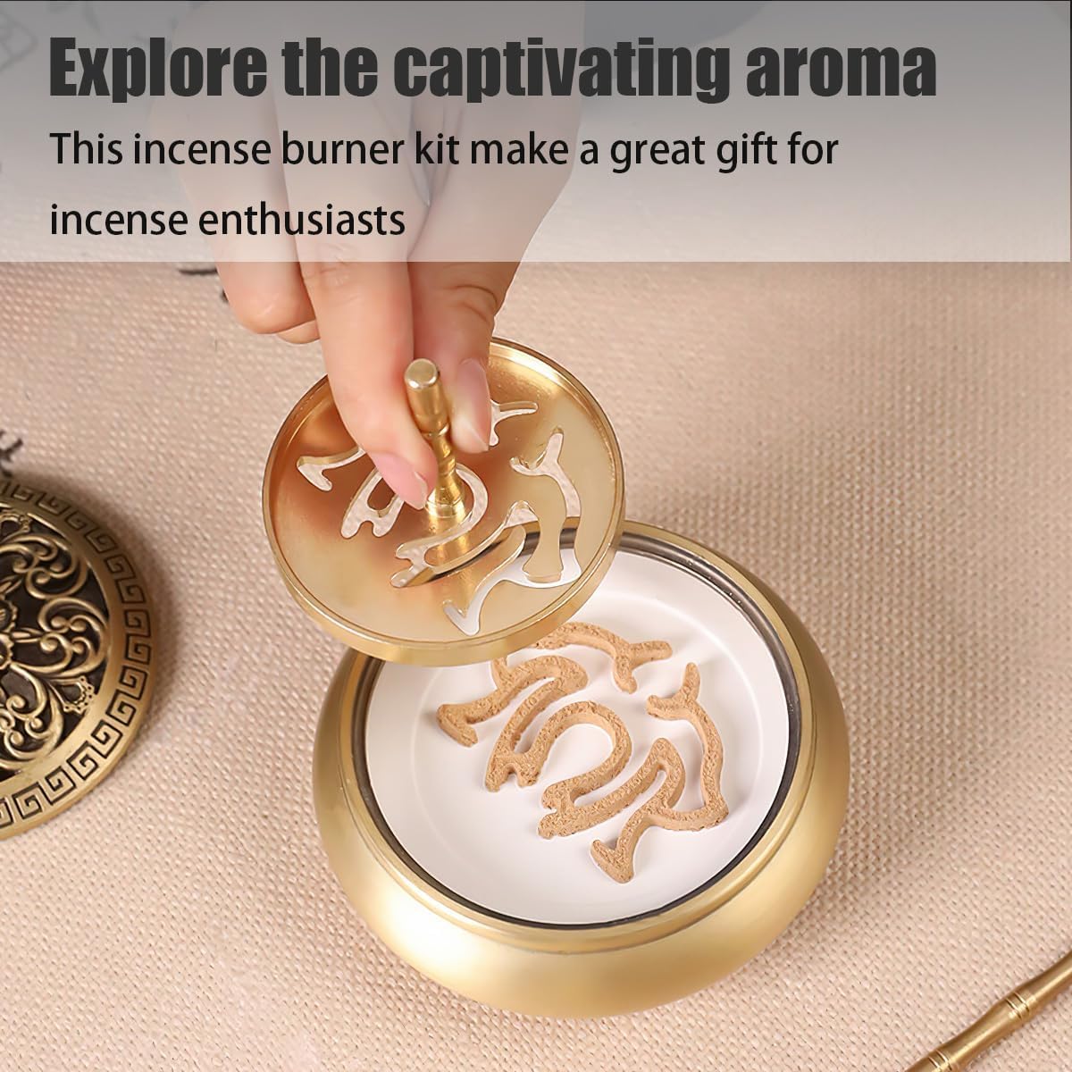 Sivlnian Brass Incense Burner Kit with Mold Tools