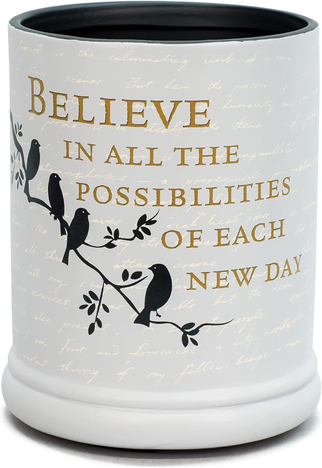 Elanze Designs Birds on a Tree Grey Believe Ceramic Candle Warmer