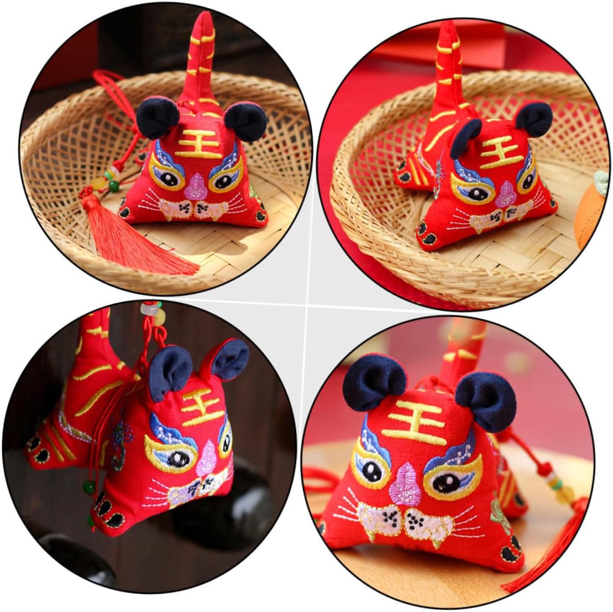 Creative Embroidered Tiger Design Car Hanging Sachet Pendant