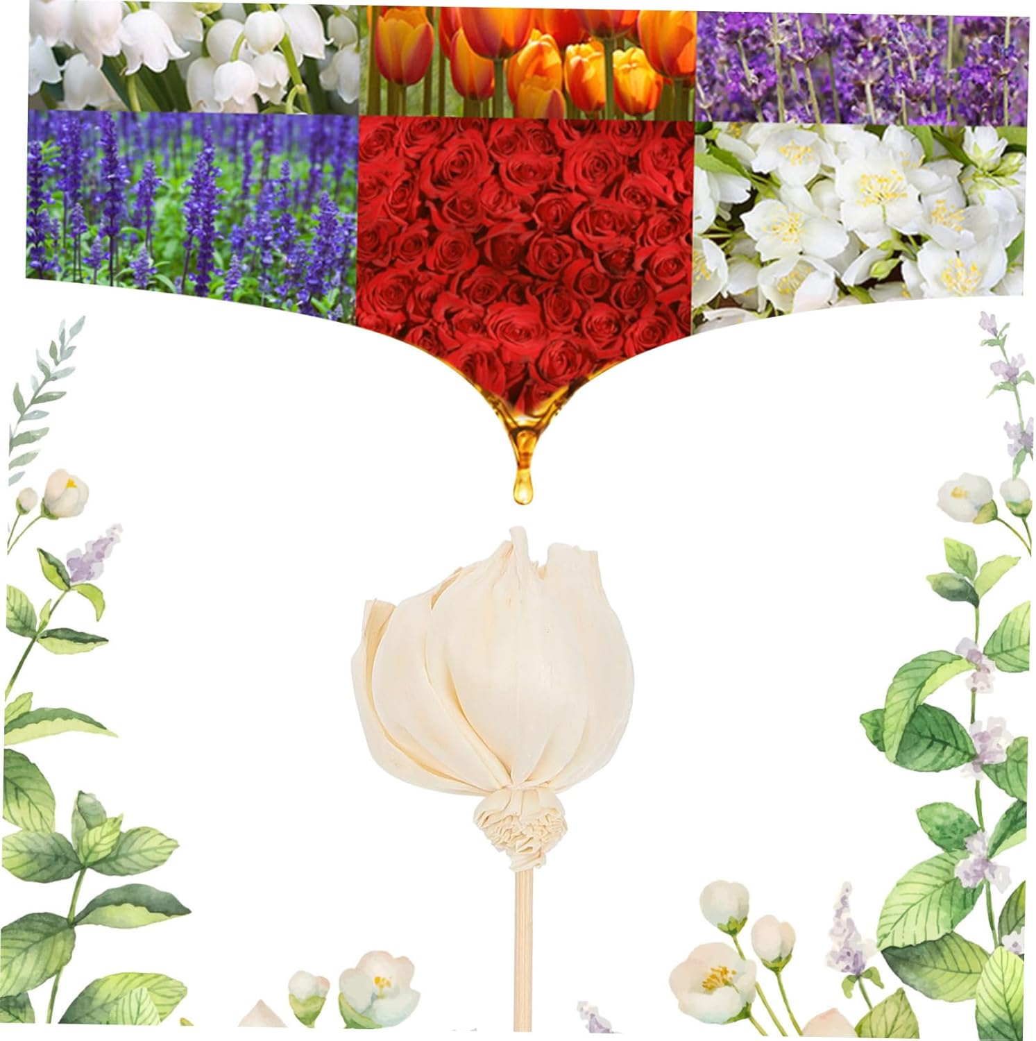 Wakauto 5pcs Peony Flower Aroma Sticks for Diffusers