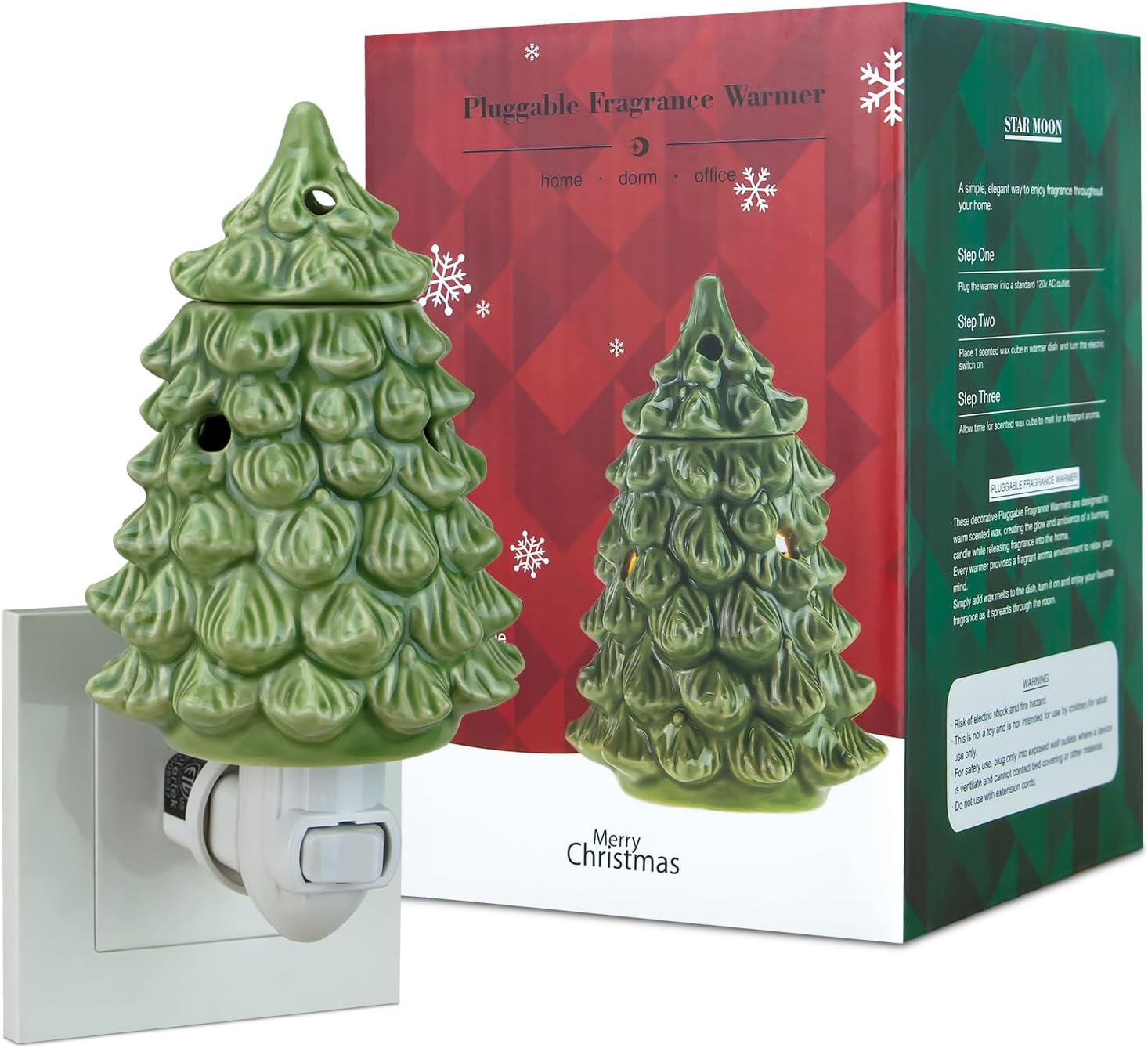 STARMOON Pluggable Fragrance Warmer with 2 Bulbs - Christmas Tree Decor