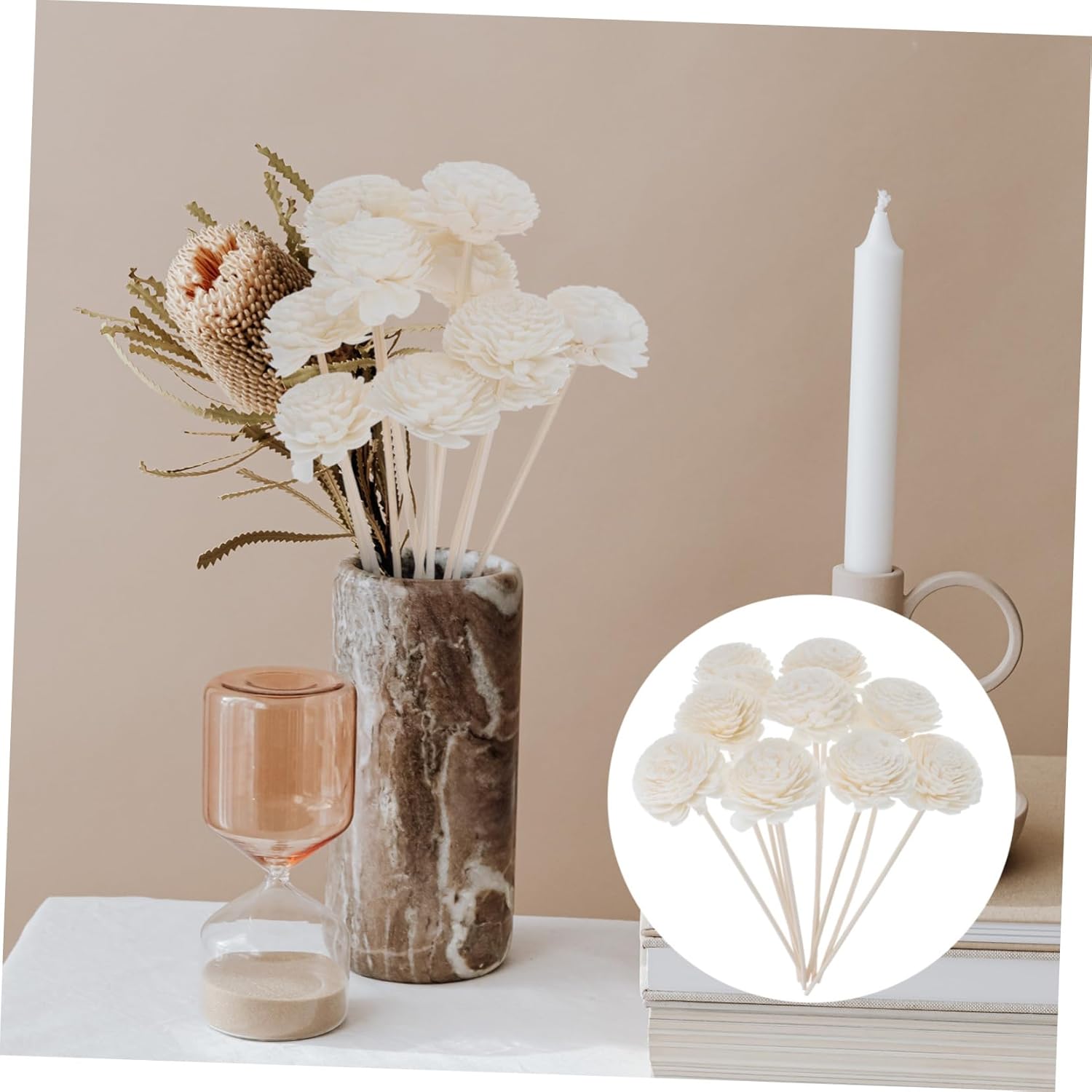 10Pcs Beige Aromatherapy Diffuser Sticks for Home Spa Office