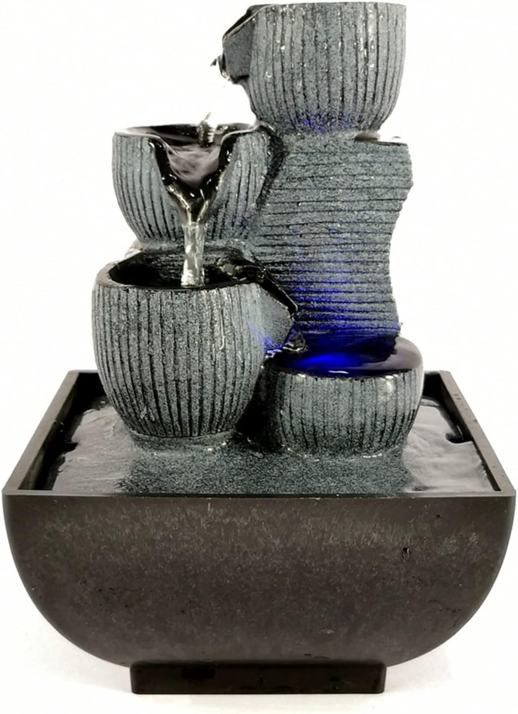 Elegant Indoor Water Fountain with LED Light and Stone