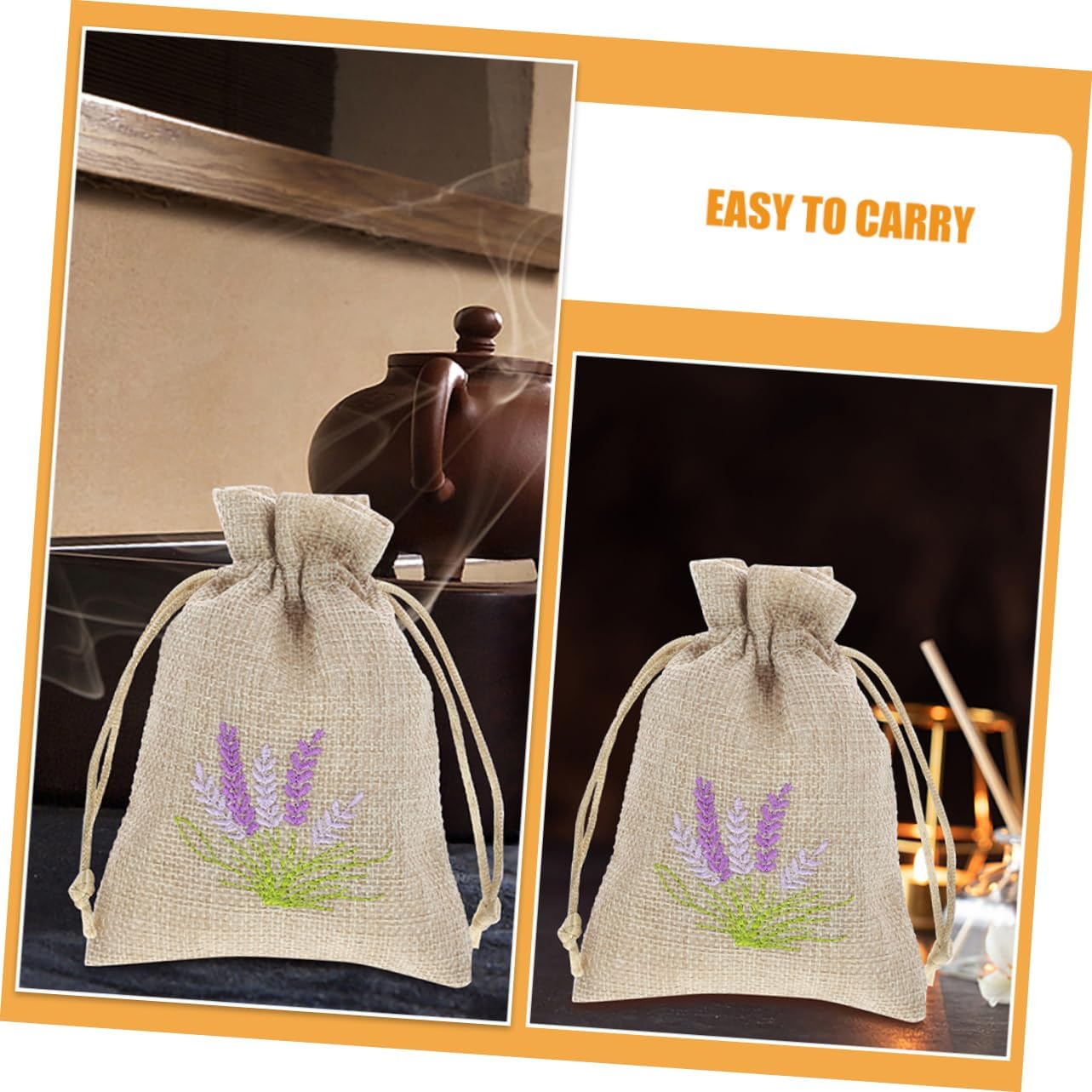 Sosoport 20pcs Lavender Sachet Bags Mini Embroidered Storage Drawstring Pouches
