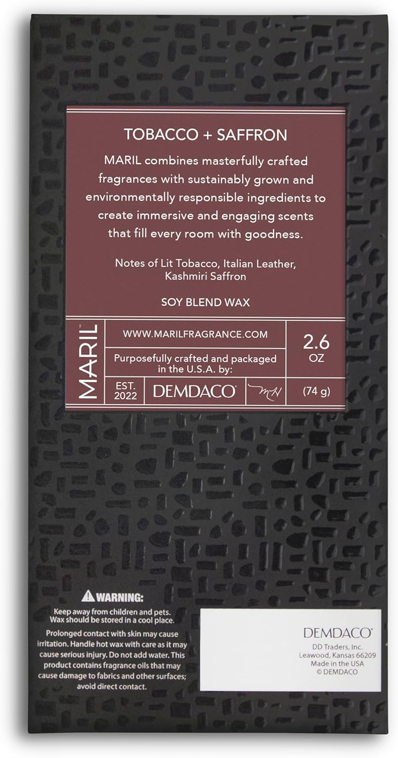 DEMDACO MARIL Collection Tobacco Saffron Wax Melts 26 Ounce