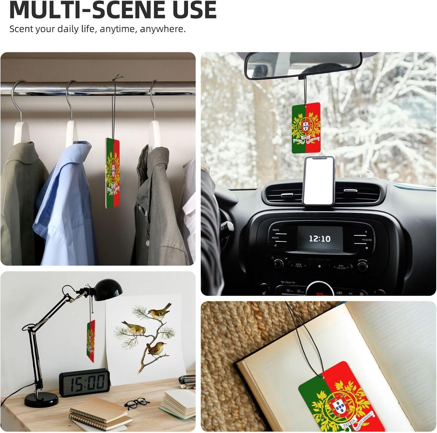 Portuguese Flag 6Pcs Car Scented Tablets with Hanging Rope