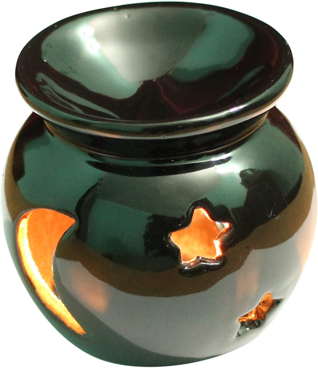 ABHANDICRAFTS Ceramic Essential Oil Burner Black