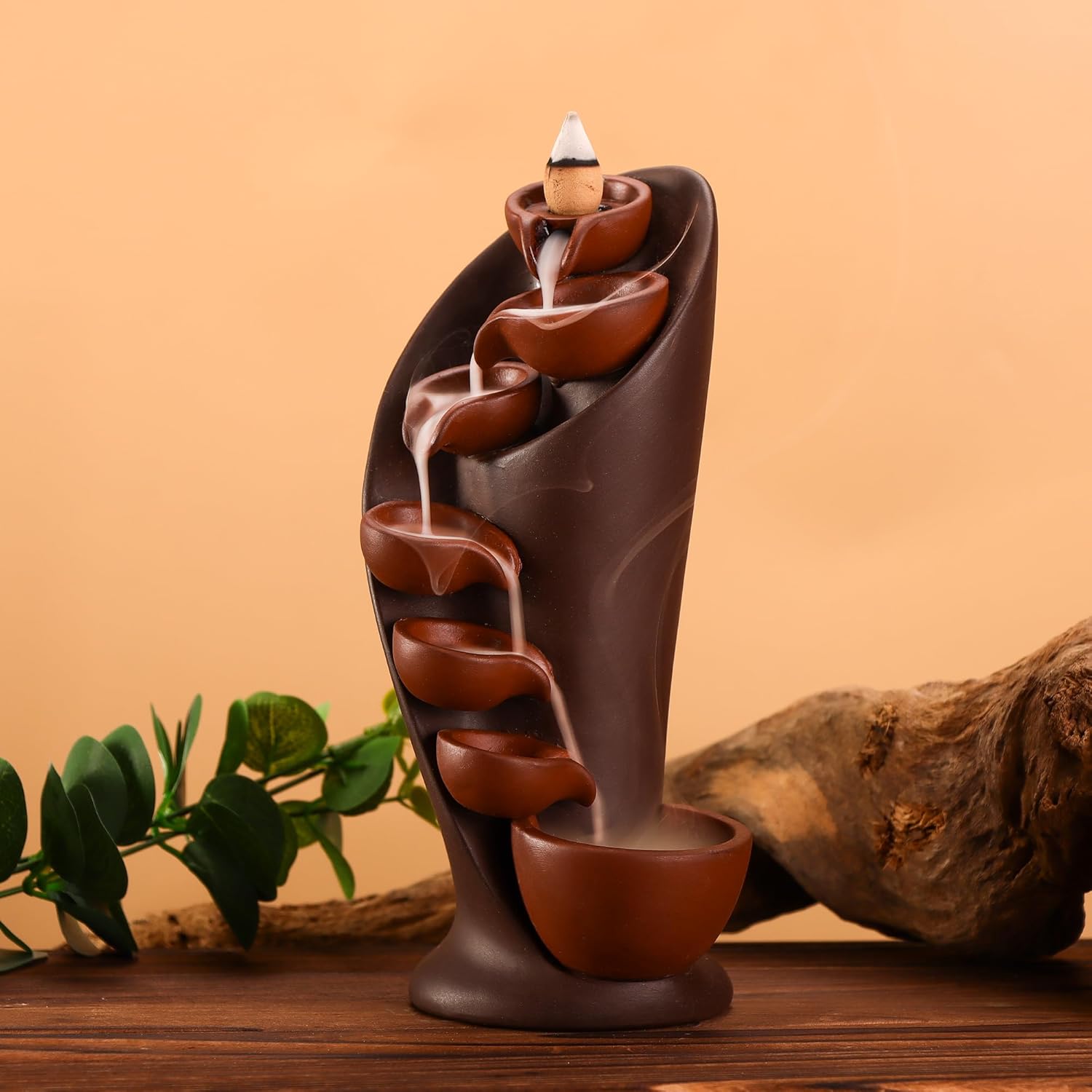 Handmade Backflow Incense Holder with Waterfall Design