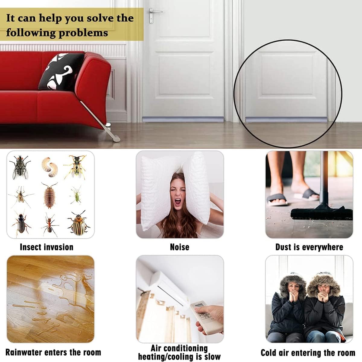 2PCS Door Draft Stopper Thermal Insulation and Dustproof