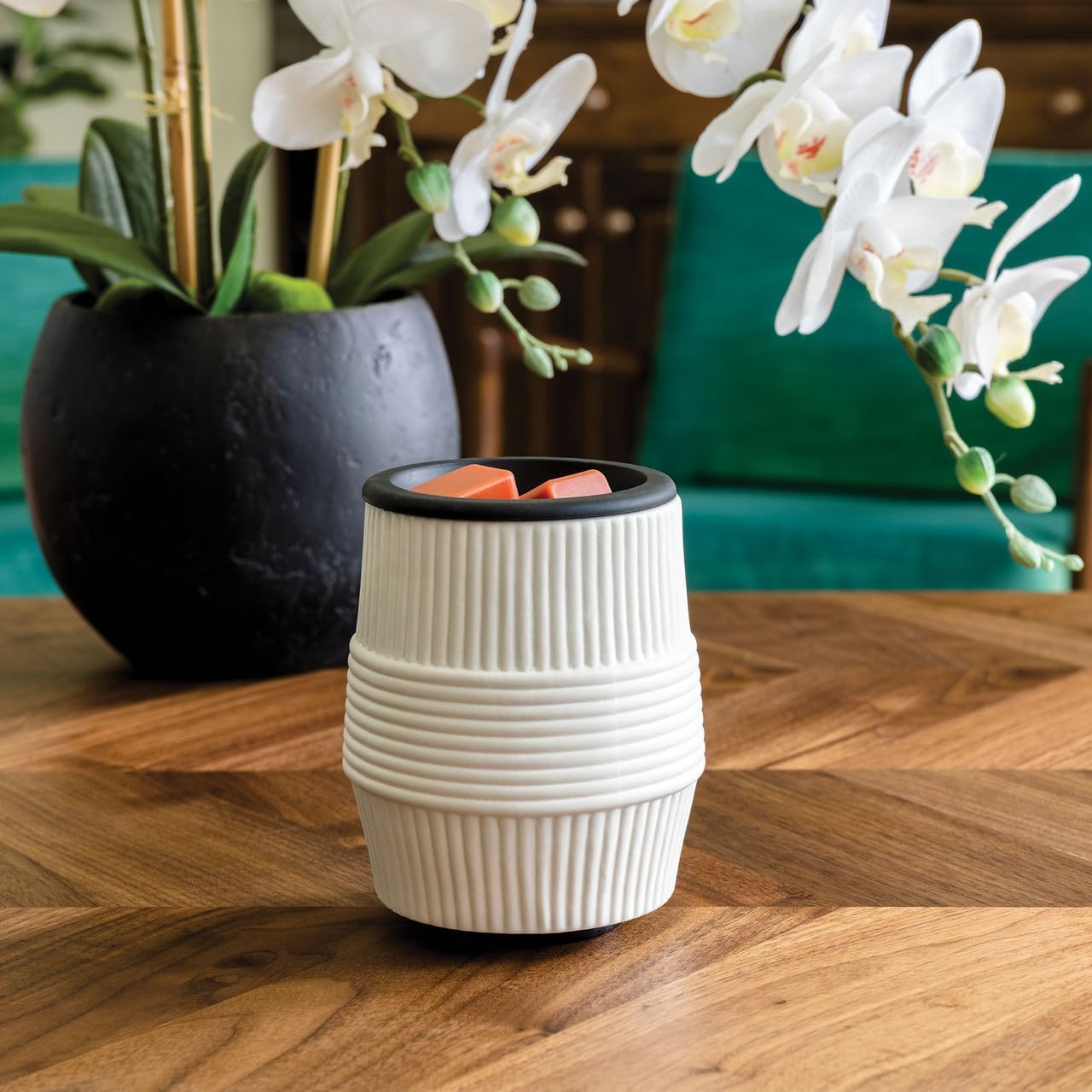 Candle Warmers Etc Wax Melt Warmer with Silicone Dish and Porcelain Ridges