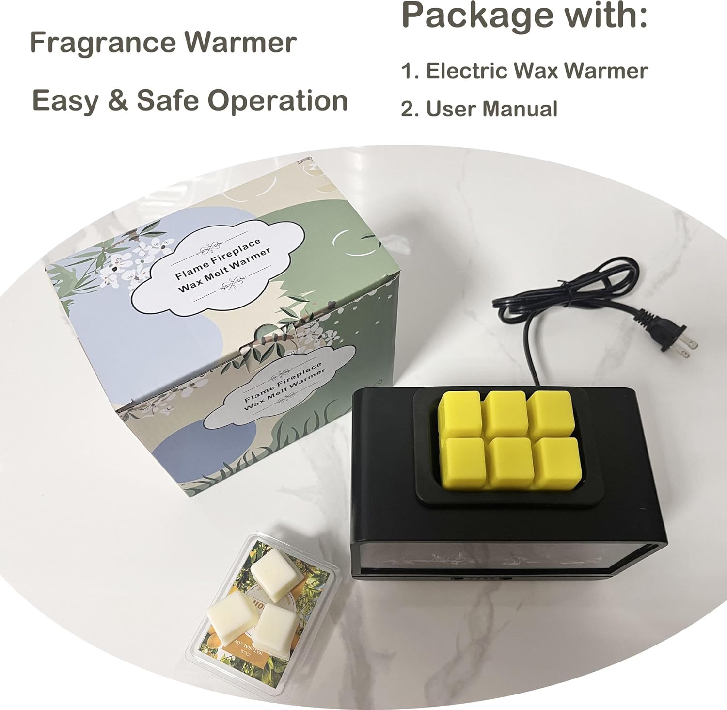 Freestanding Electric Wax Warmer with Timer Black PTC Heating Fireplace for Holiday