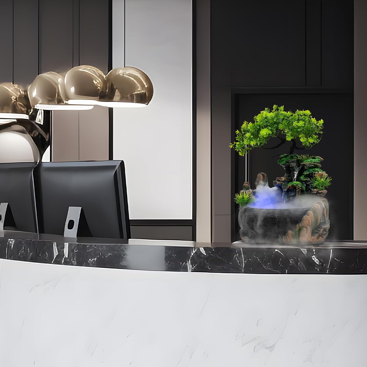 Tabletop Water Fountain with LED Lights Indoor Decor