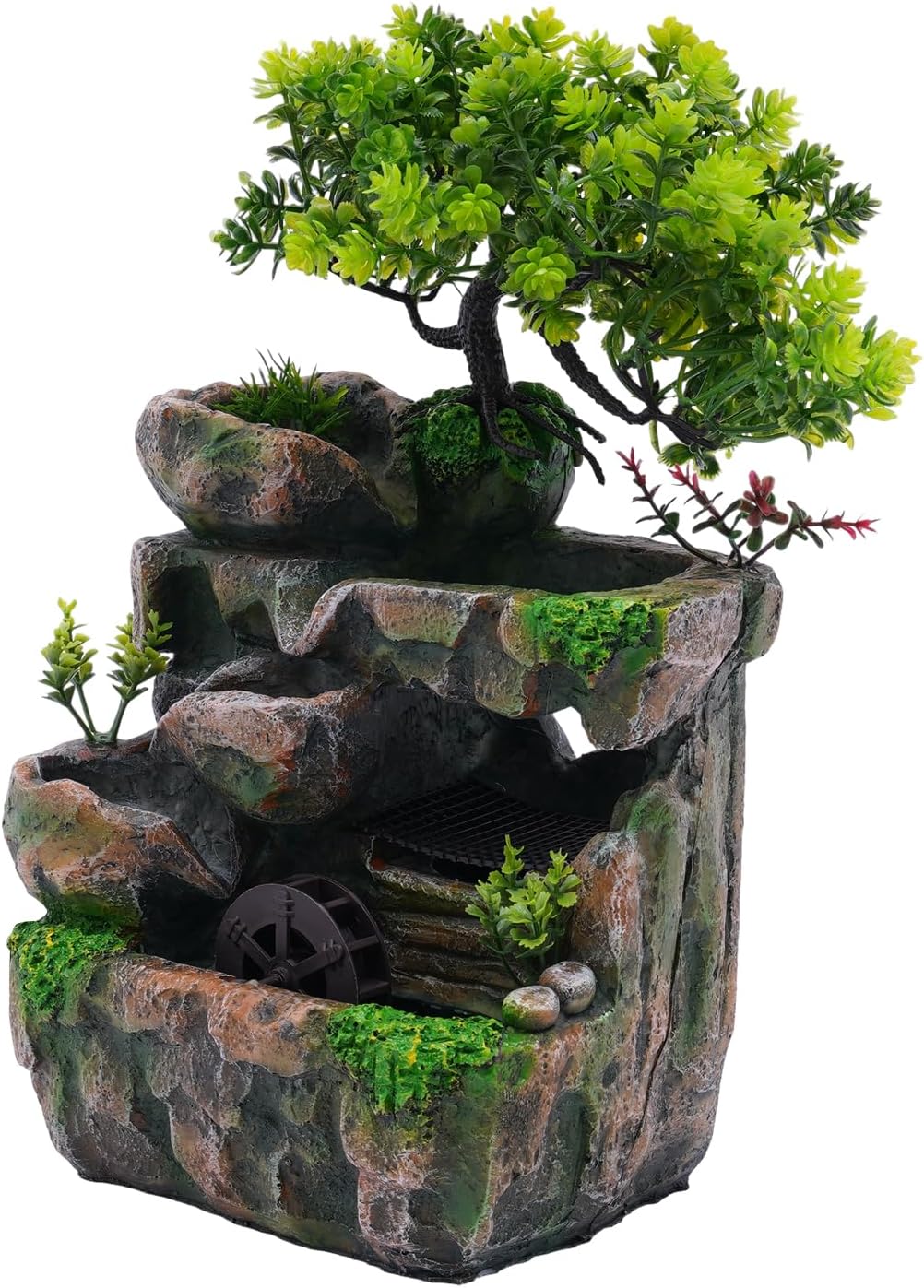 Rockery Stream Tabletop Fountain with LED Lights and Automatic Pump