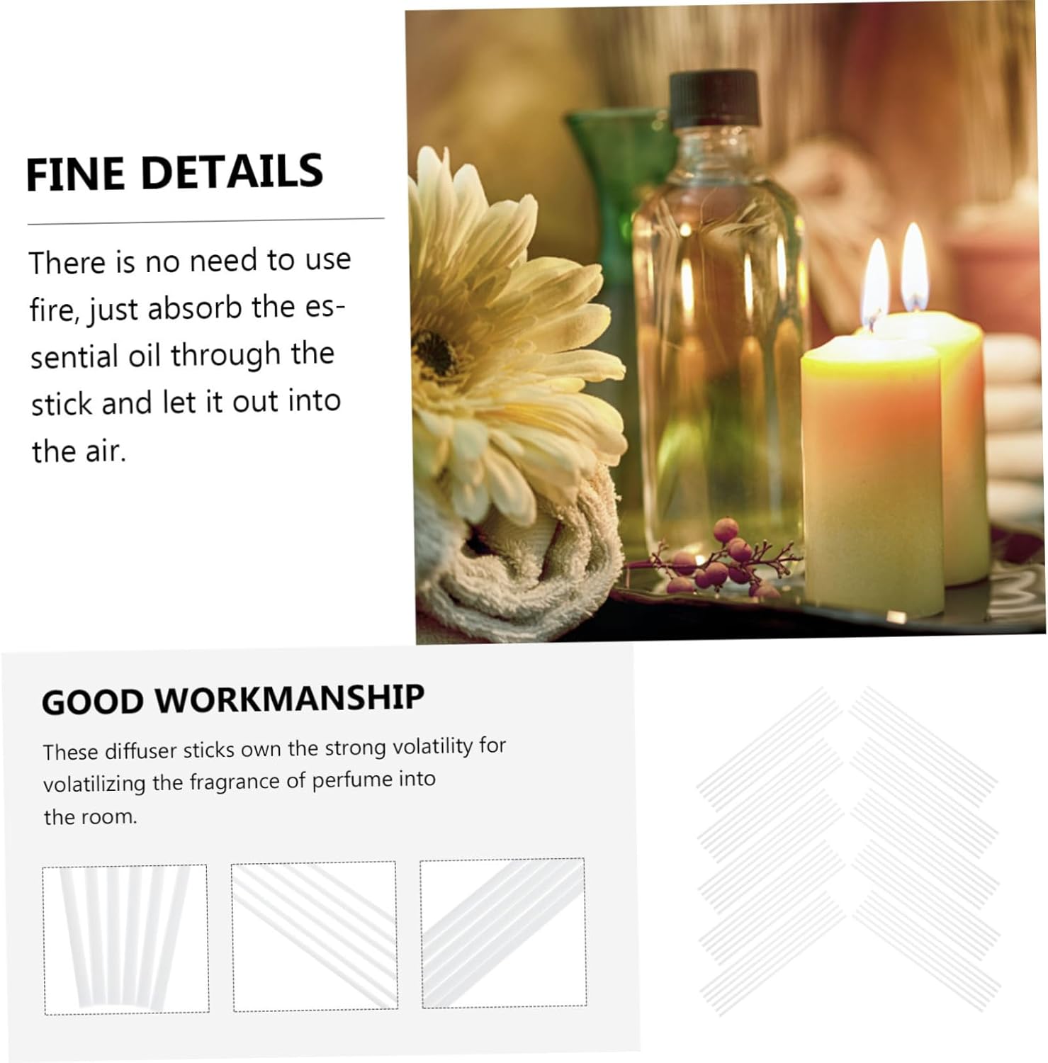 60Pcs Aroma Diffuser Sticks for Home Relaxation and Decor