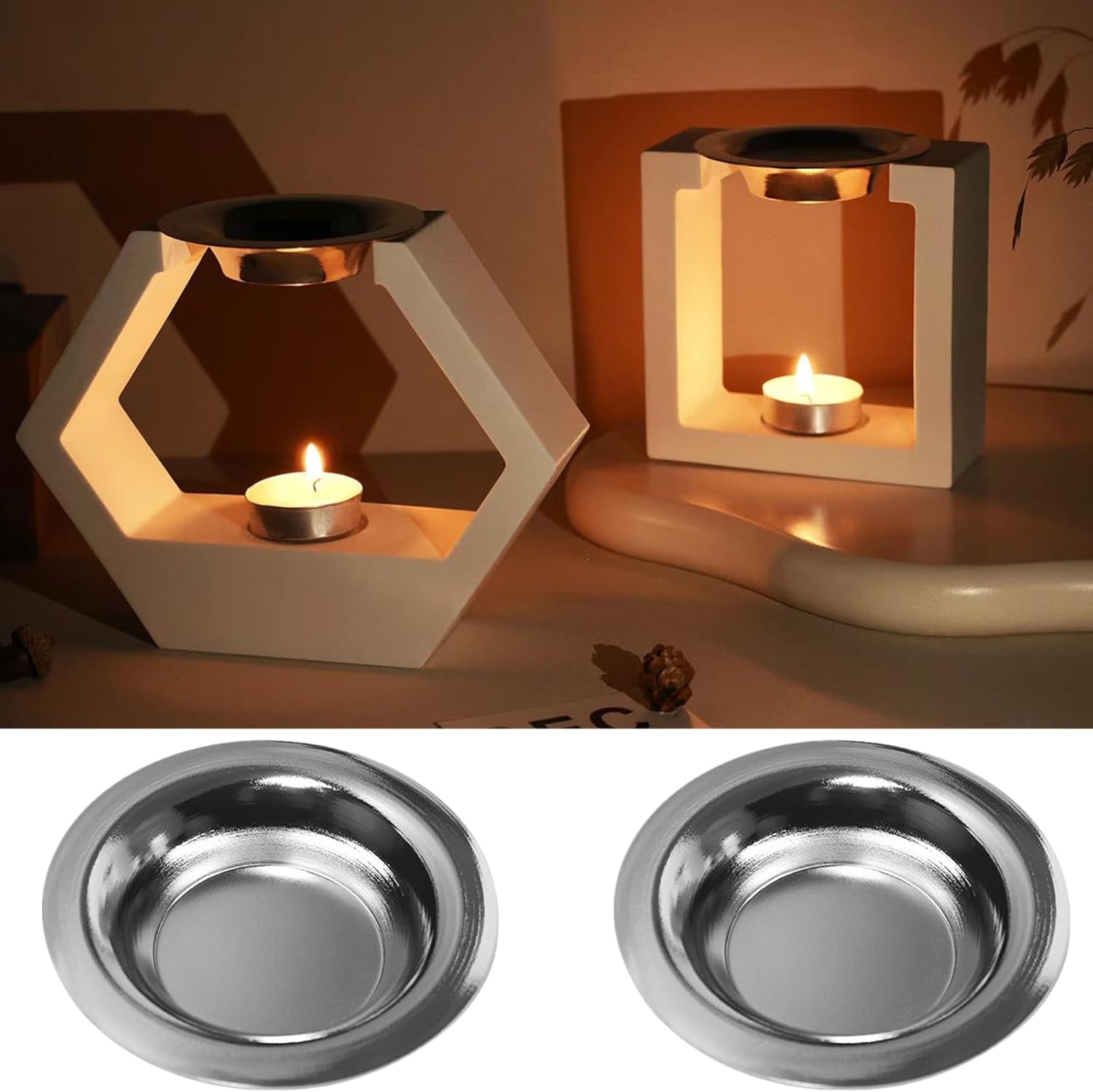 Spero 2 Pcs Oil Warmer Replacement Metal Wax Tray