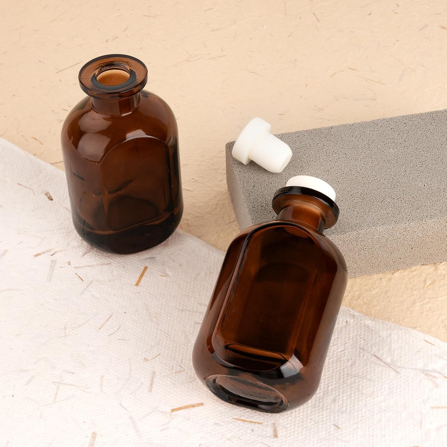 2 Pack 5oz Glass Reed Diffuser Bottles - Brown