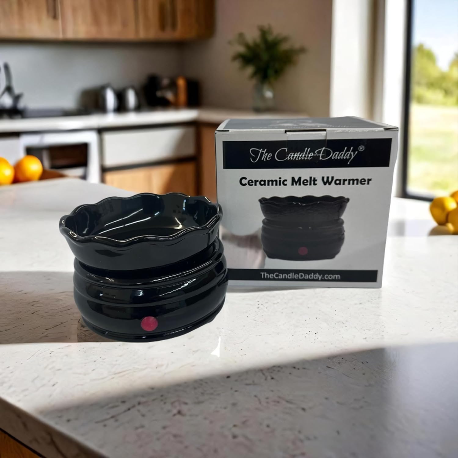 The Candle Daddy Electric Wax Melt and Candle Warmer - Jet Black Ceramic
