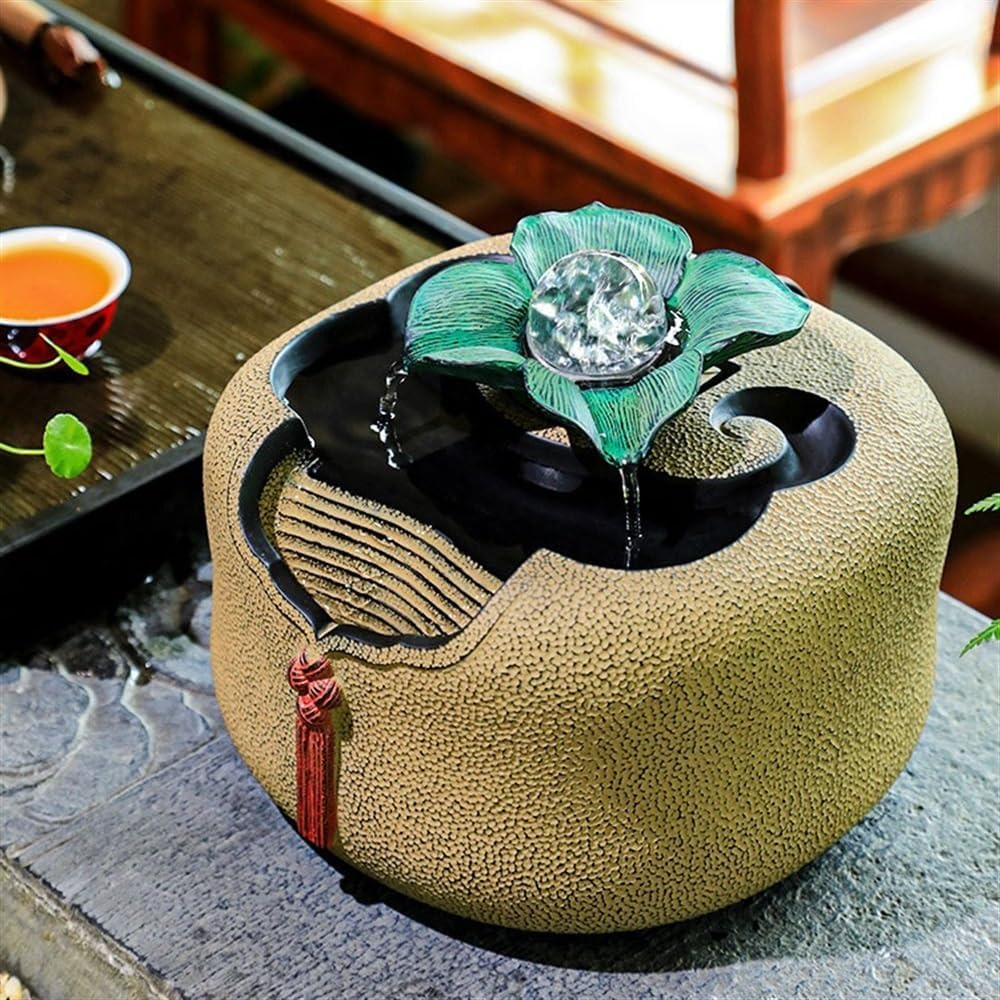 Yellow Resin Tabletop Fountain for Home Relaxation