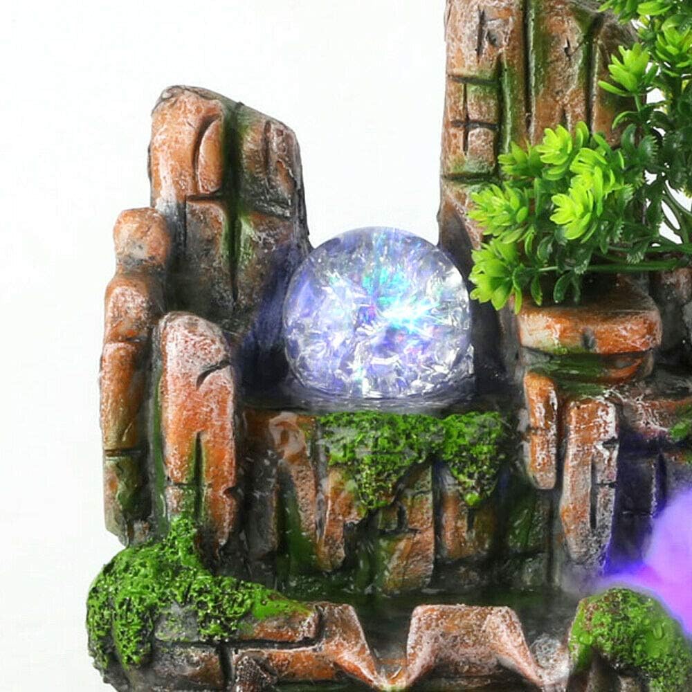 JJIESHENG Desktop Rockery Water Fountain with LED Light