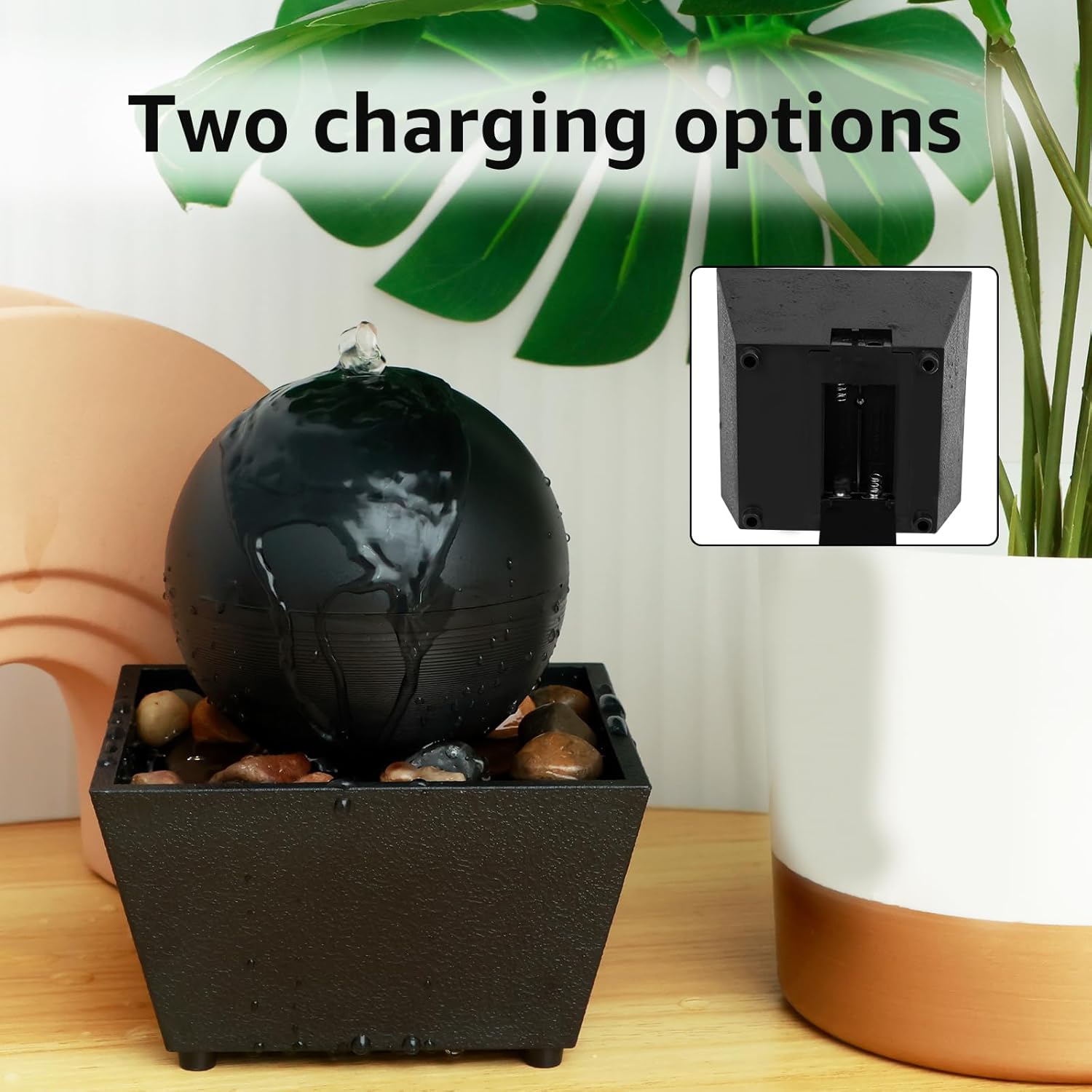 Tabletop Fountain with Light and Sound Black