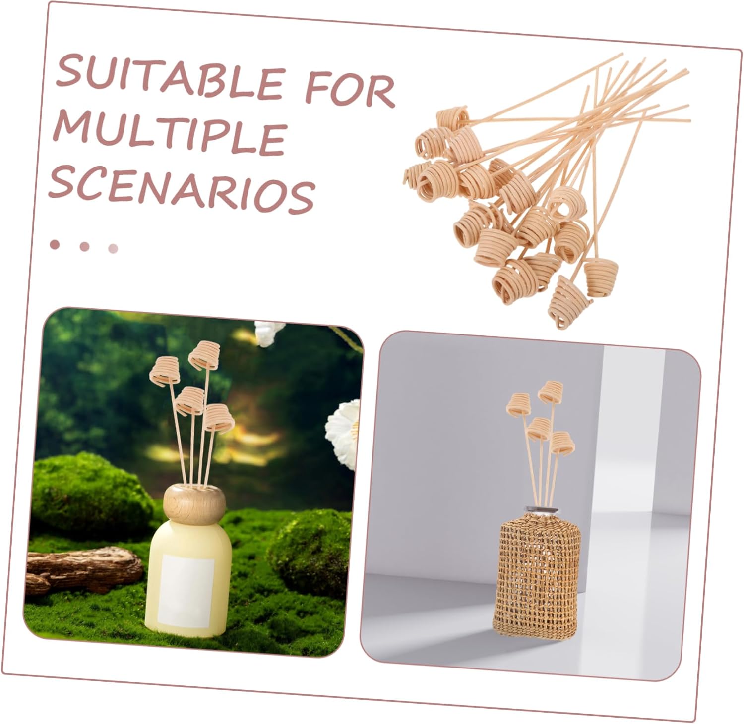 VOSAREA 20pcs Natural Rattan Diffuser Sticks for Home Office