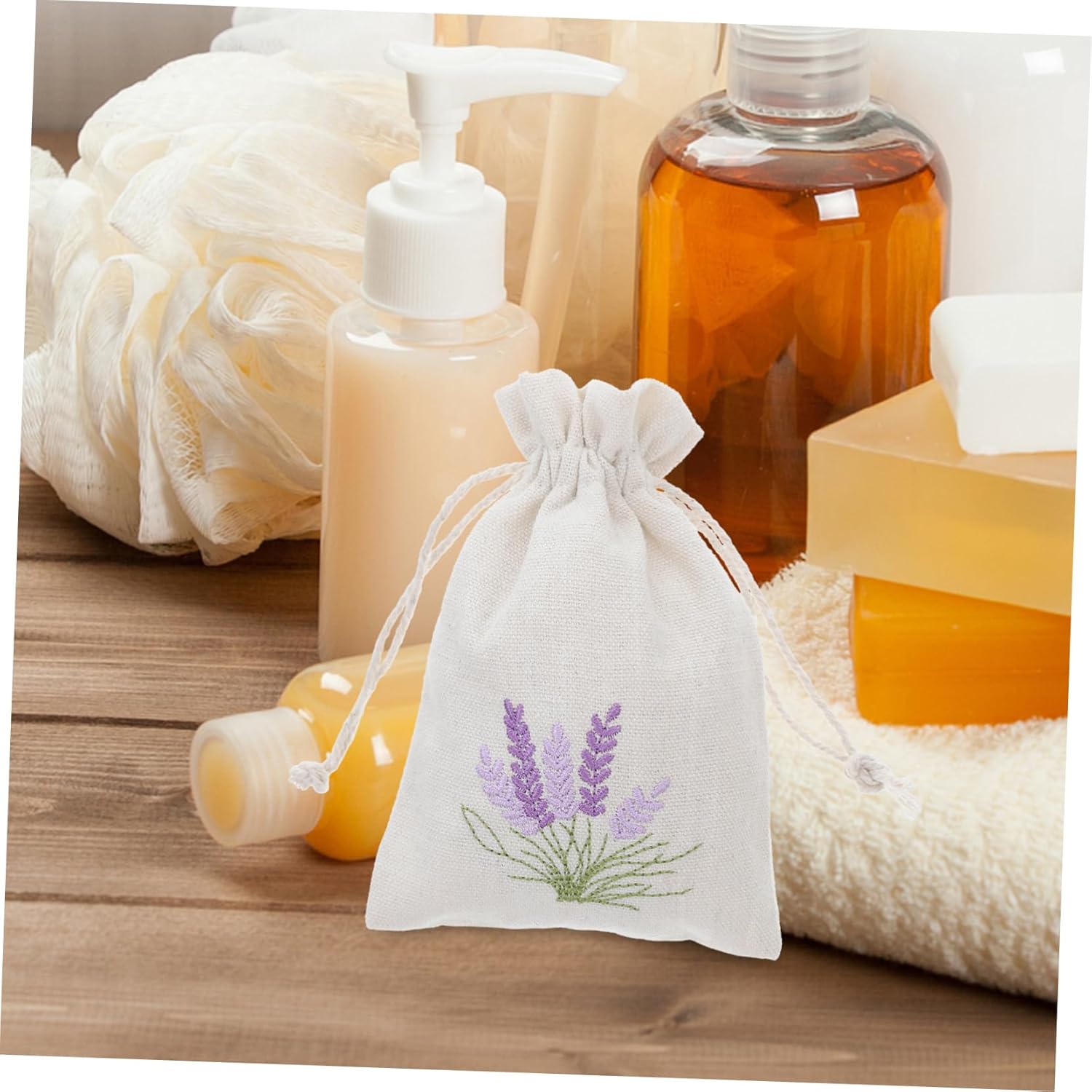 VALICLUD 10Pcs Lavender Sachet Bags Reusable Drawstring Pouches