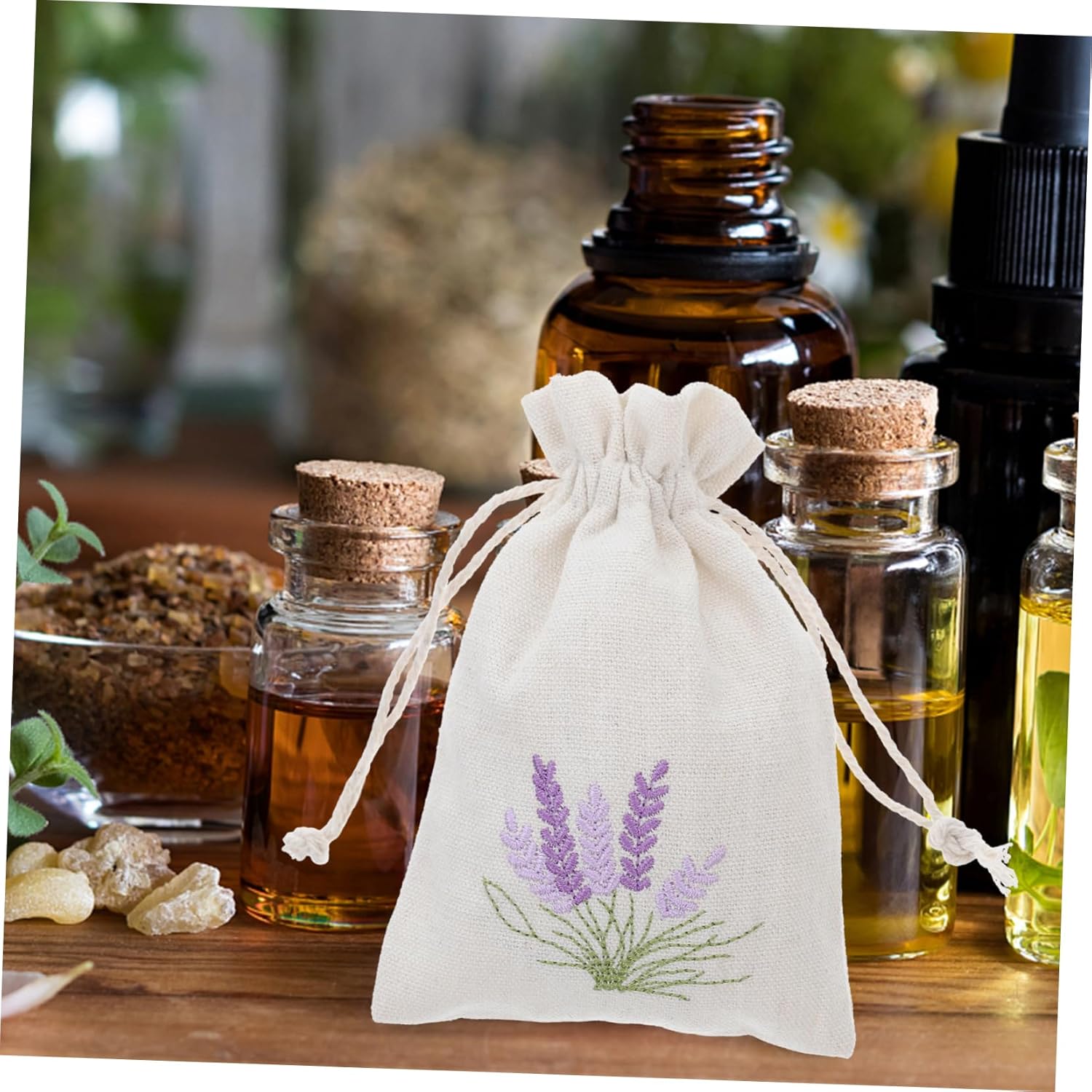10Pcs Refillable Lavender Sachet Bags with Drawstring for Home and Travel