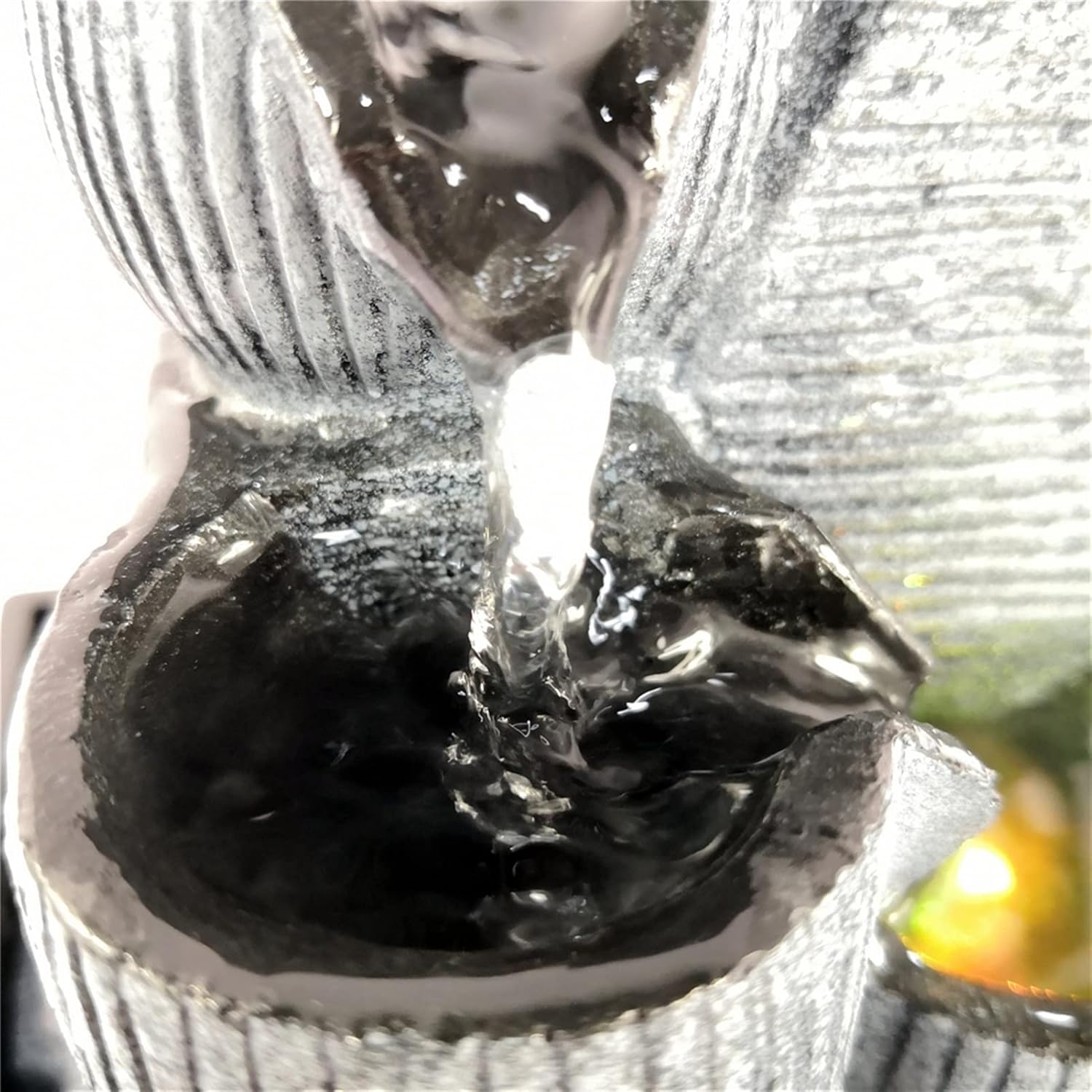 Elegant Indoor Water Fountain with LED Light and Stone