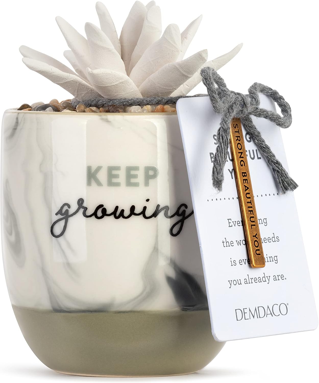 Demdaco Keep Growing Succulent Marbled Grey Ceramic Oil Diffuser