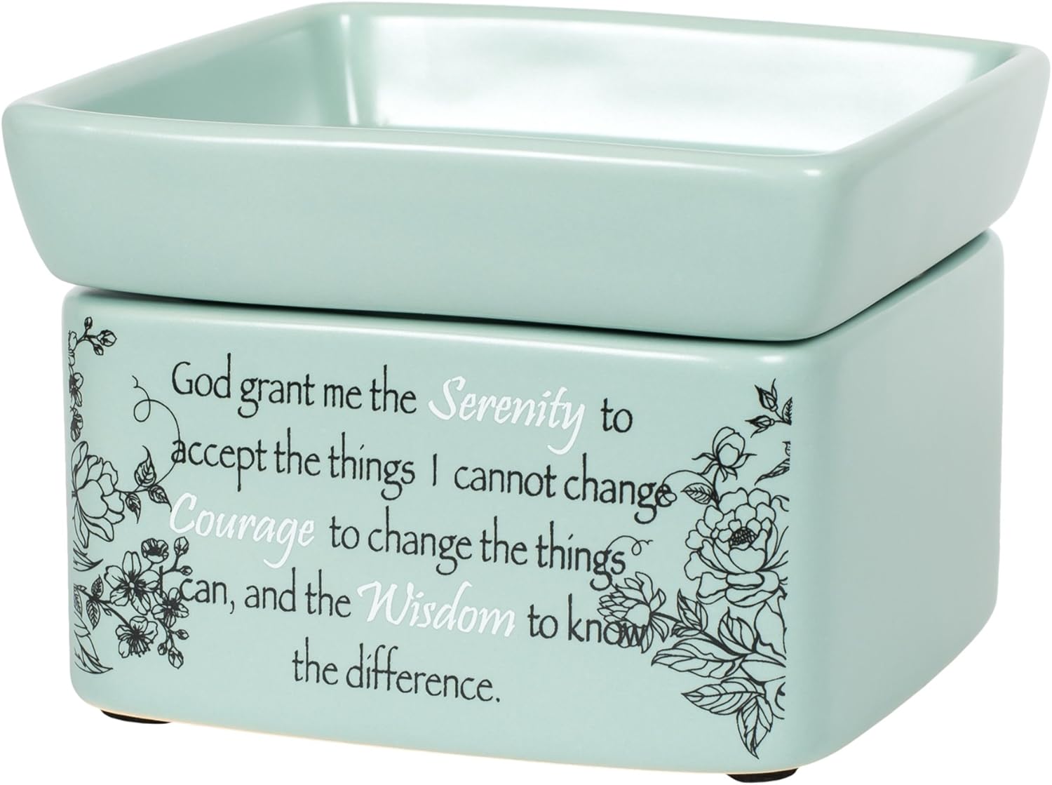 Serenity Prayer Teal White Electric 2 in 1 Candle Warmer