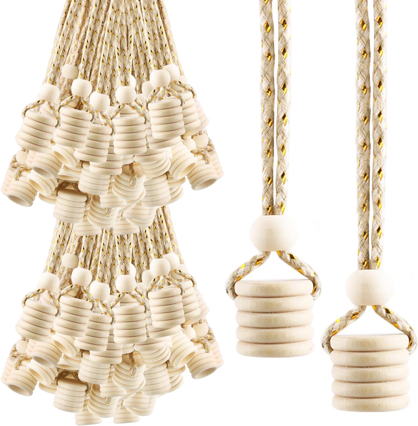 100 Pcs Wooden Air Freshener Replacement Caps with Hanging String