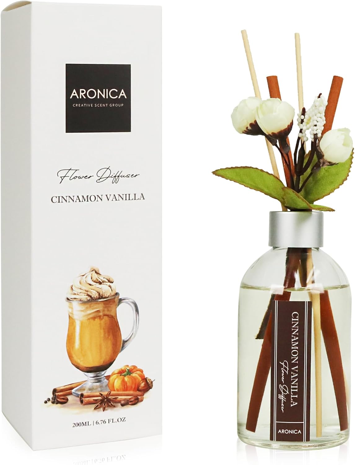 Aronica Cinnamon Vanilla Diffuser with Flower