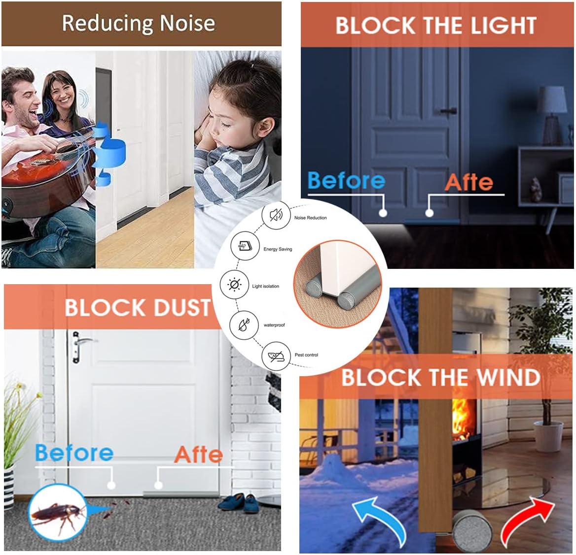 2PCS Door Draft Stopper Thermal Insulation and Dustproof
