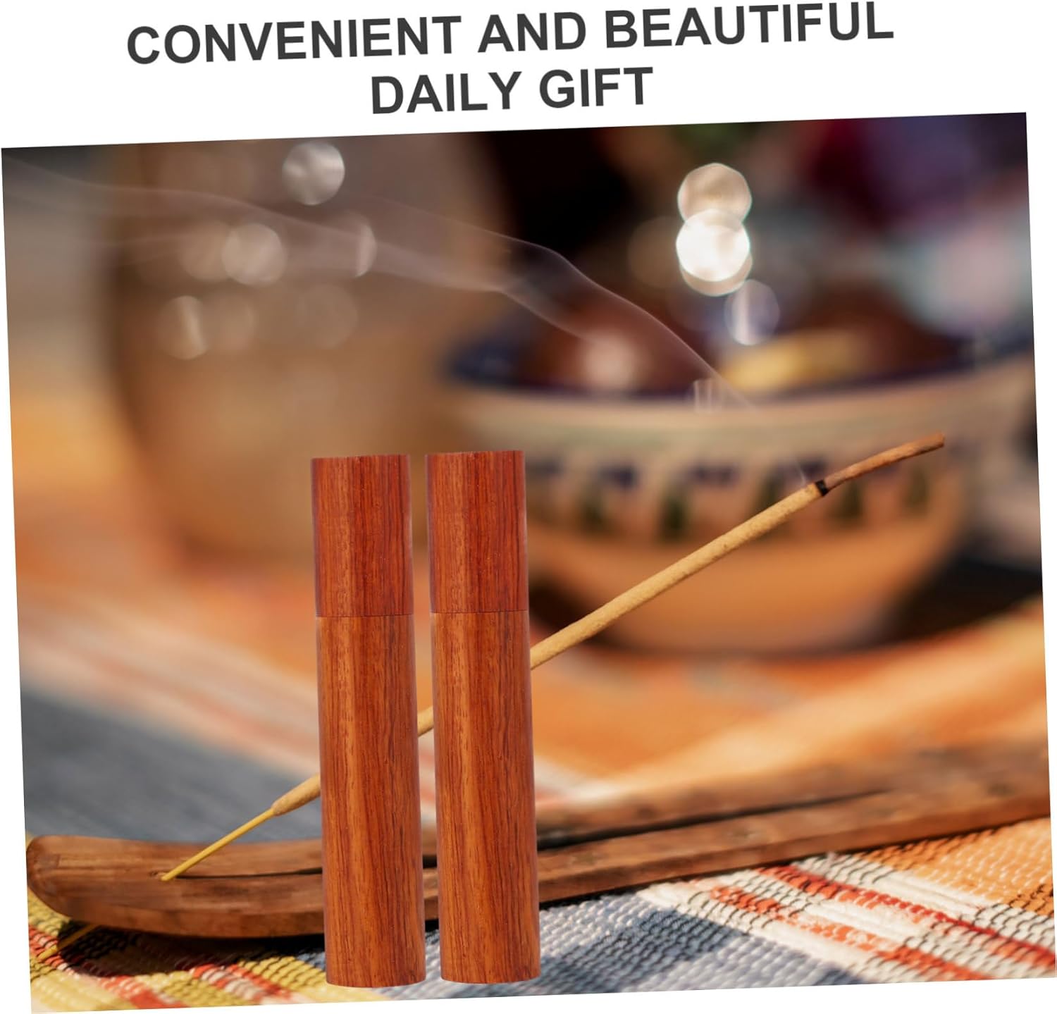 Valicloud 2Pcs Wooden Incense Stick Storage Tubes Portable Holder Container
