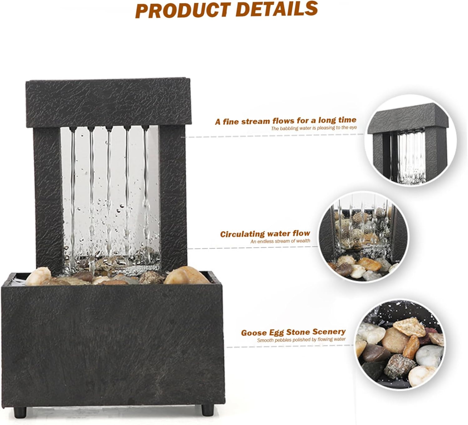 Tabletop Water Fountain with USB and Battery Power