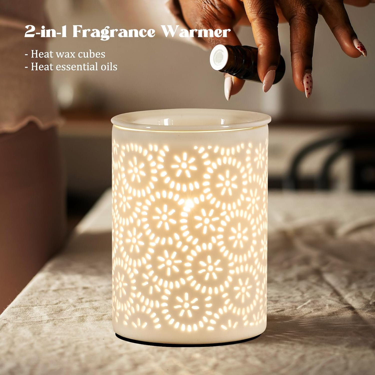 Floral Wax Melts Warmer with LED Light