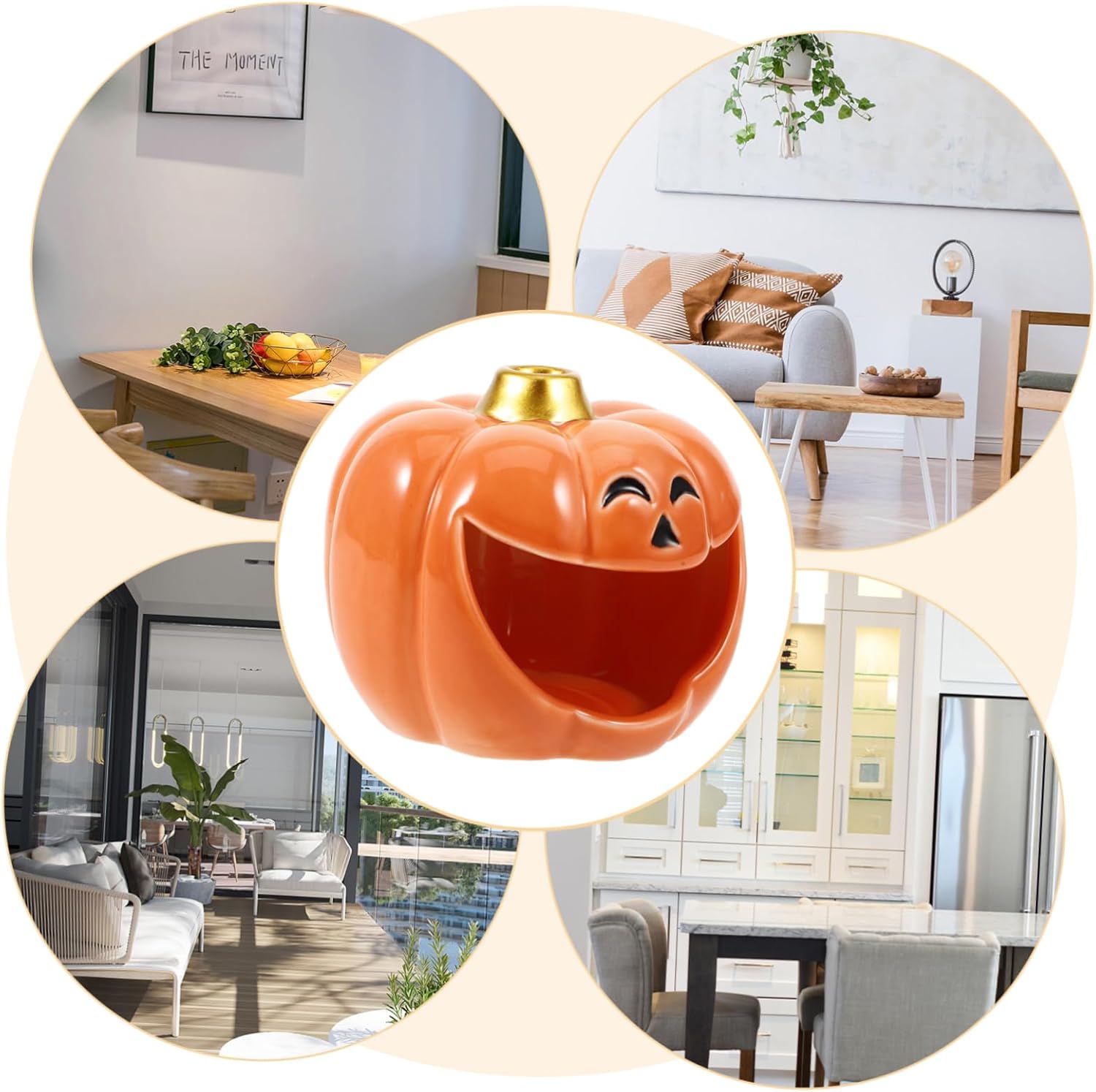 PRETYZOOM Halloween Pumpkin Ceramic Incense Burner for Sage and Aromatherapy