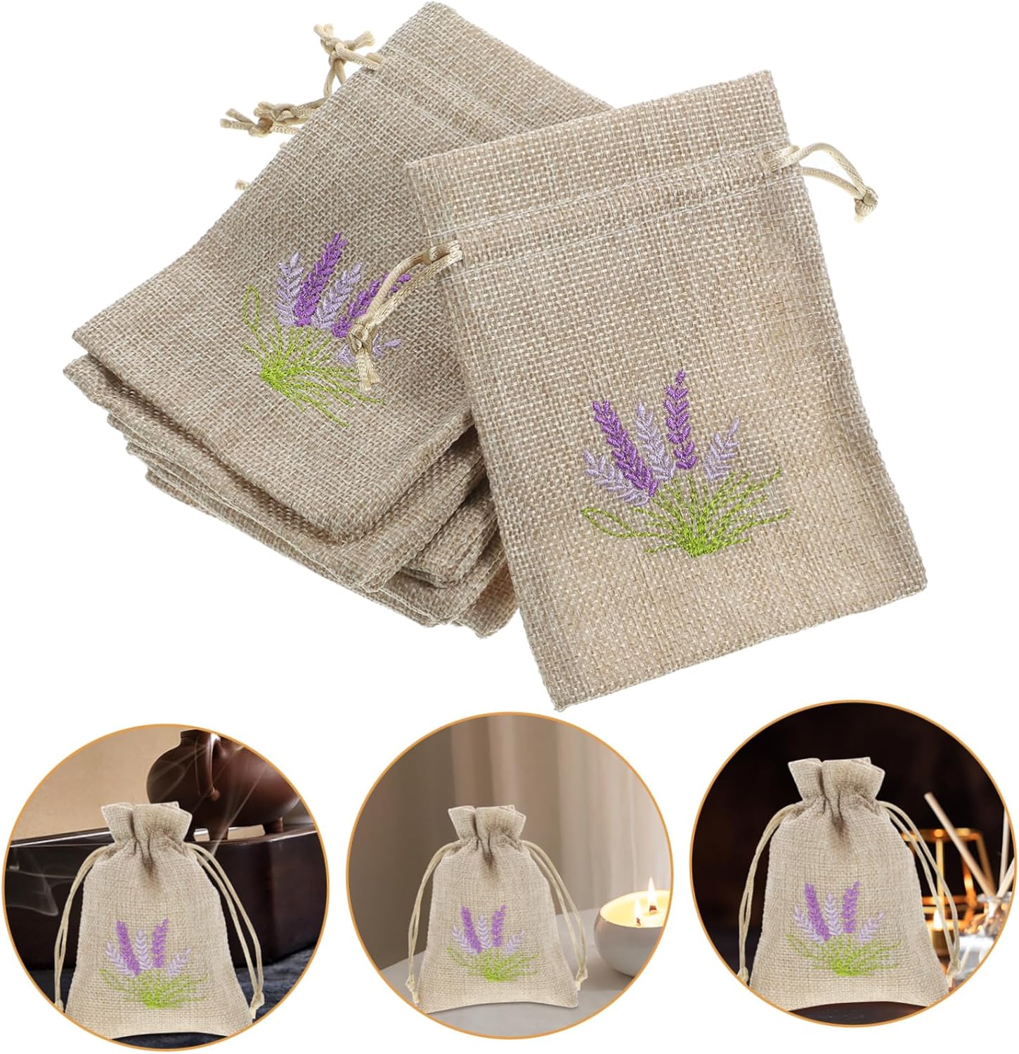 VICASKY 10 Pack Lavender Sachet Bags Drawstring Refillable Empty Fragrance Pouches