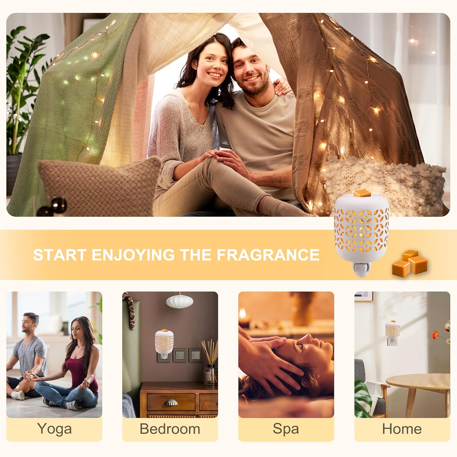 CVHOMEDECO Wall Plug-in Wax Melts Warmer with Night Light