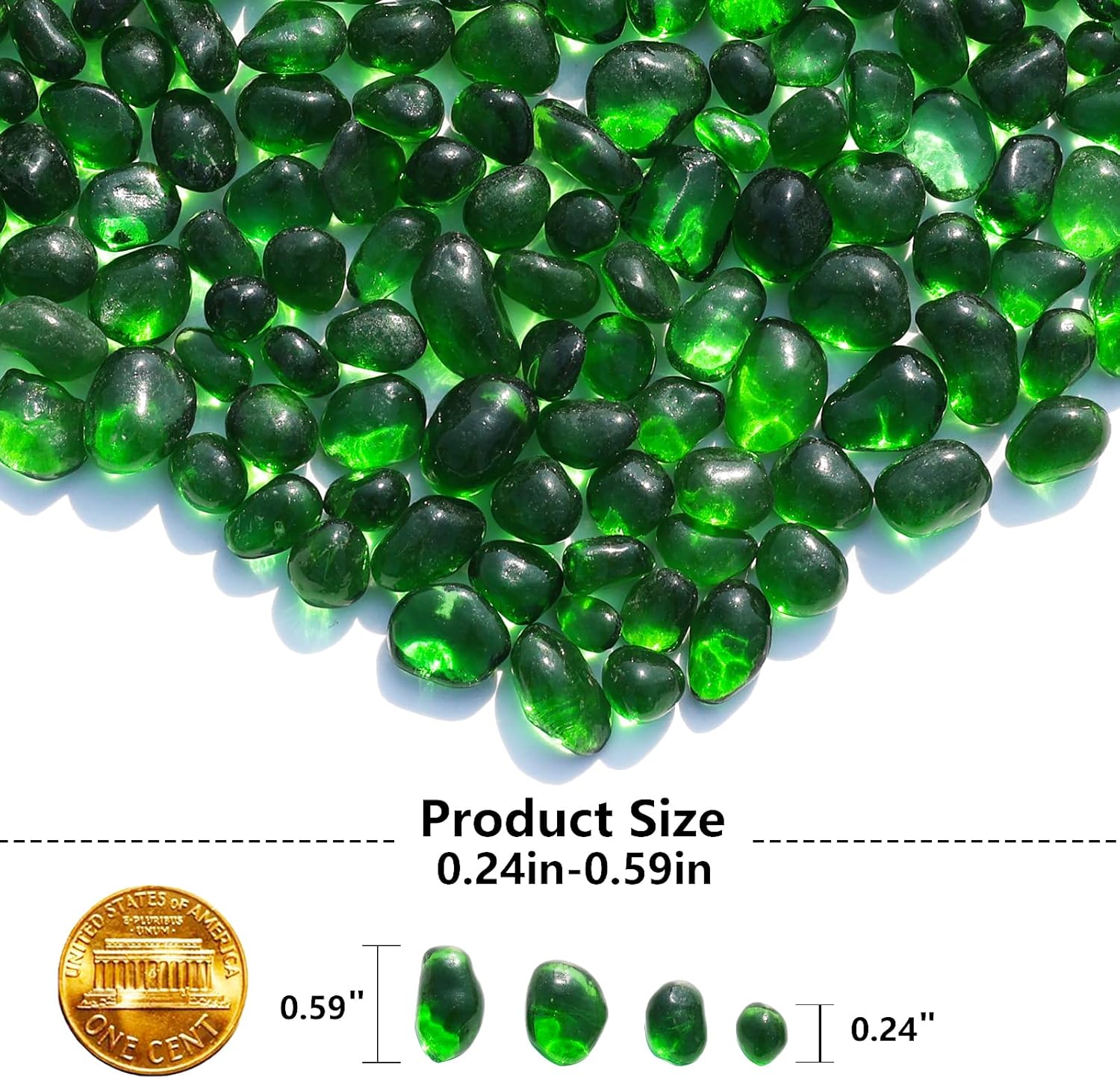 Sea Glass Stones Green Clear Glass Pebbles Gemstones 09LB